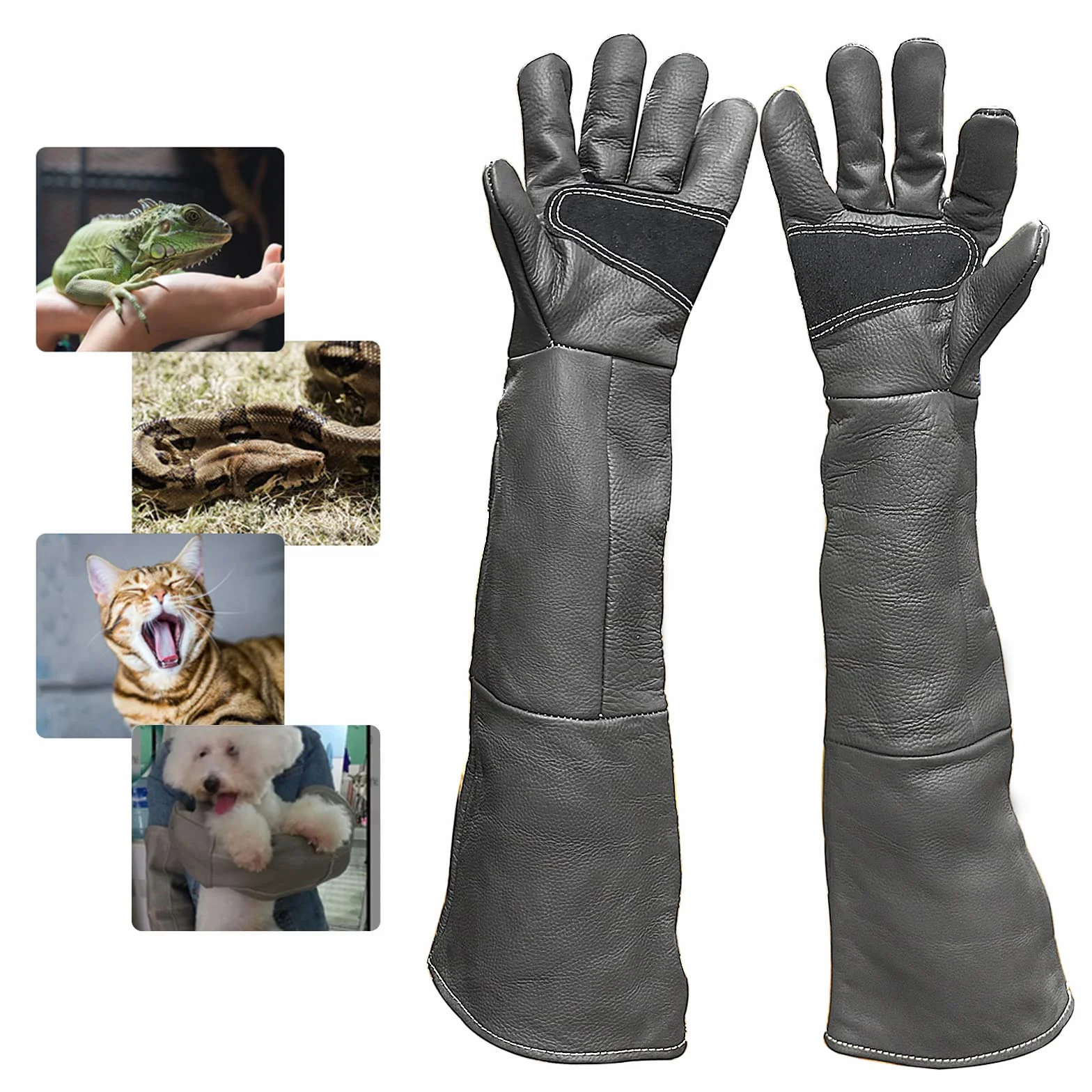 Guante a Prueba de Mordeduras, 60cm Anti-Mordidas Guantes ara Manejo de Animales para Jardinería, Soldar, Manipular Gato/Perro/Pájaro/Serpiente/Lagarto/Halcón/Reptil (Color Profundo)