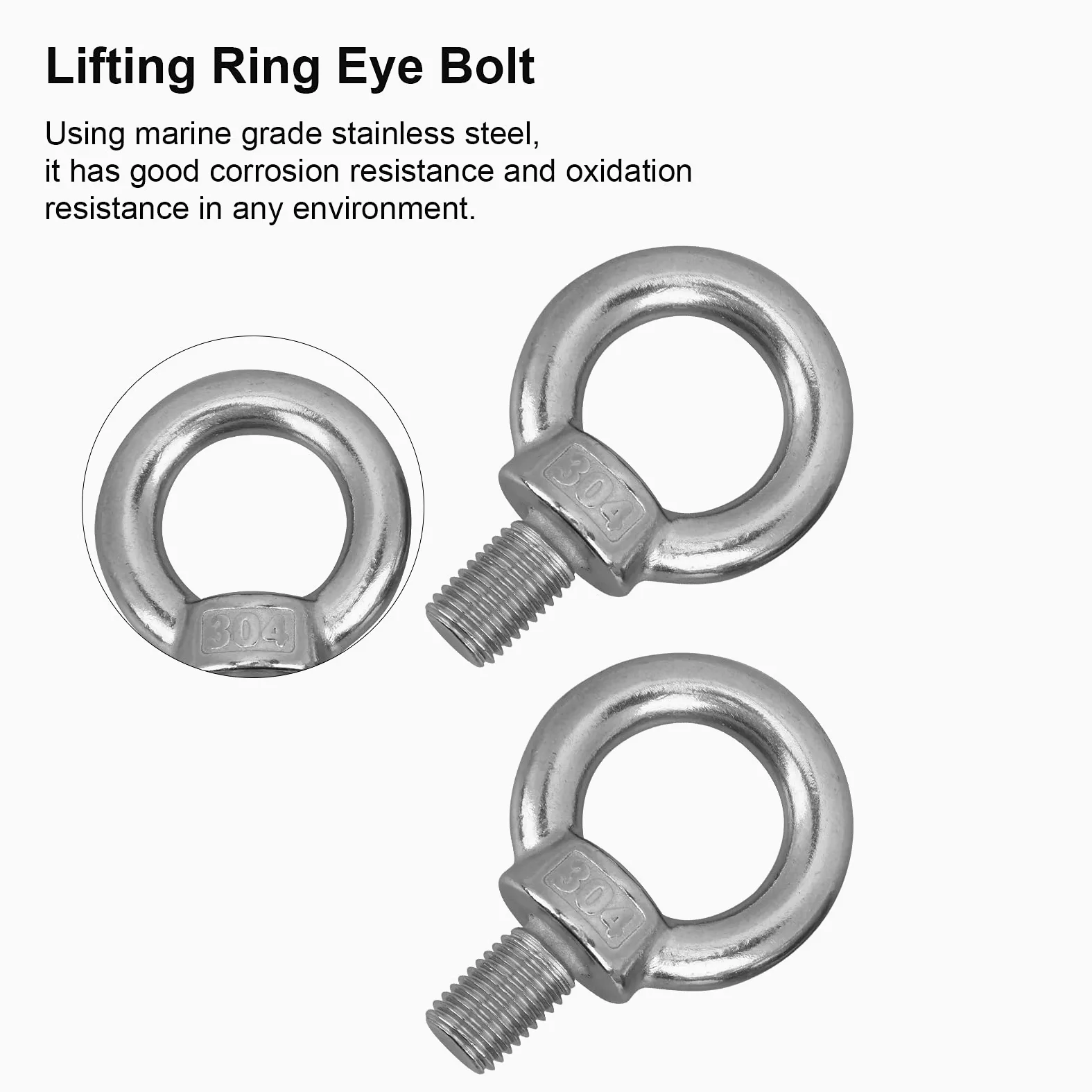 2 unids golfos de acero inoxidable M16 M20 macho anillo de elevación perno de ojo maquinaria pesada hombro anillo de elevación pernos de ojo (M20)