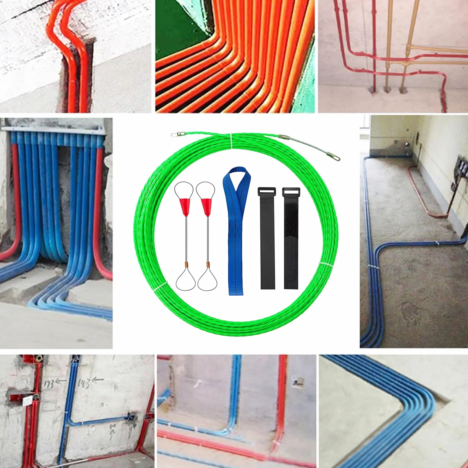 Cinta de Tracción Espiral para Cables, Ayuda para Tirar Cables con Resorte, 30 m