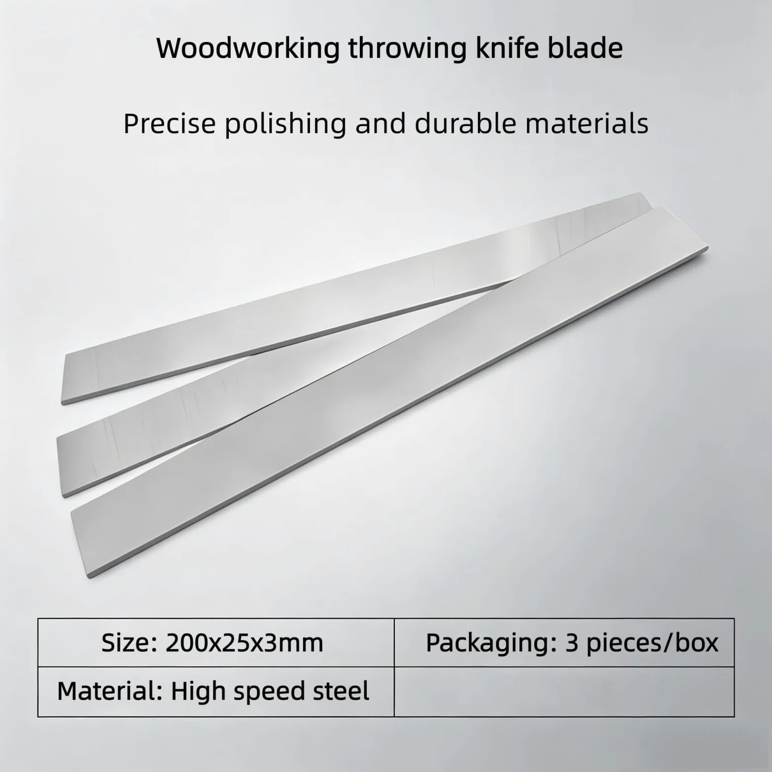 Cuchillas cepilladoras HSS de 3 piezas 200 x 25 x 3 mm, cuchillo cepillador de madera de acero de alta velocidad 58-61 HRC for cepilladora manual eléctrica for carpintería, cuchilla de repuesto