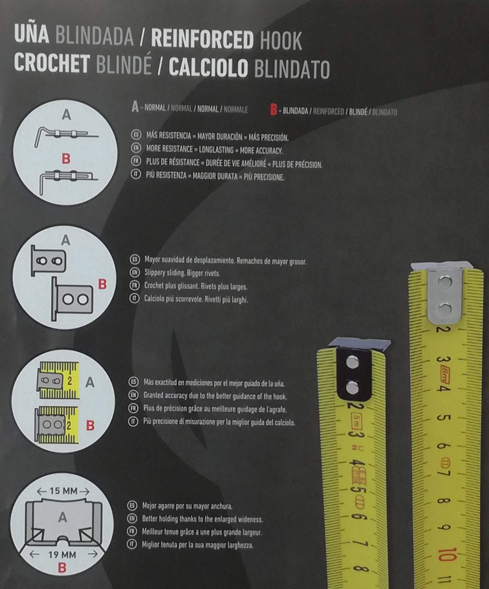 Medid 8255 - Flexómetro bimaterial cinta nylon coated 5mx25mm