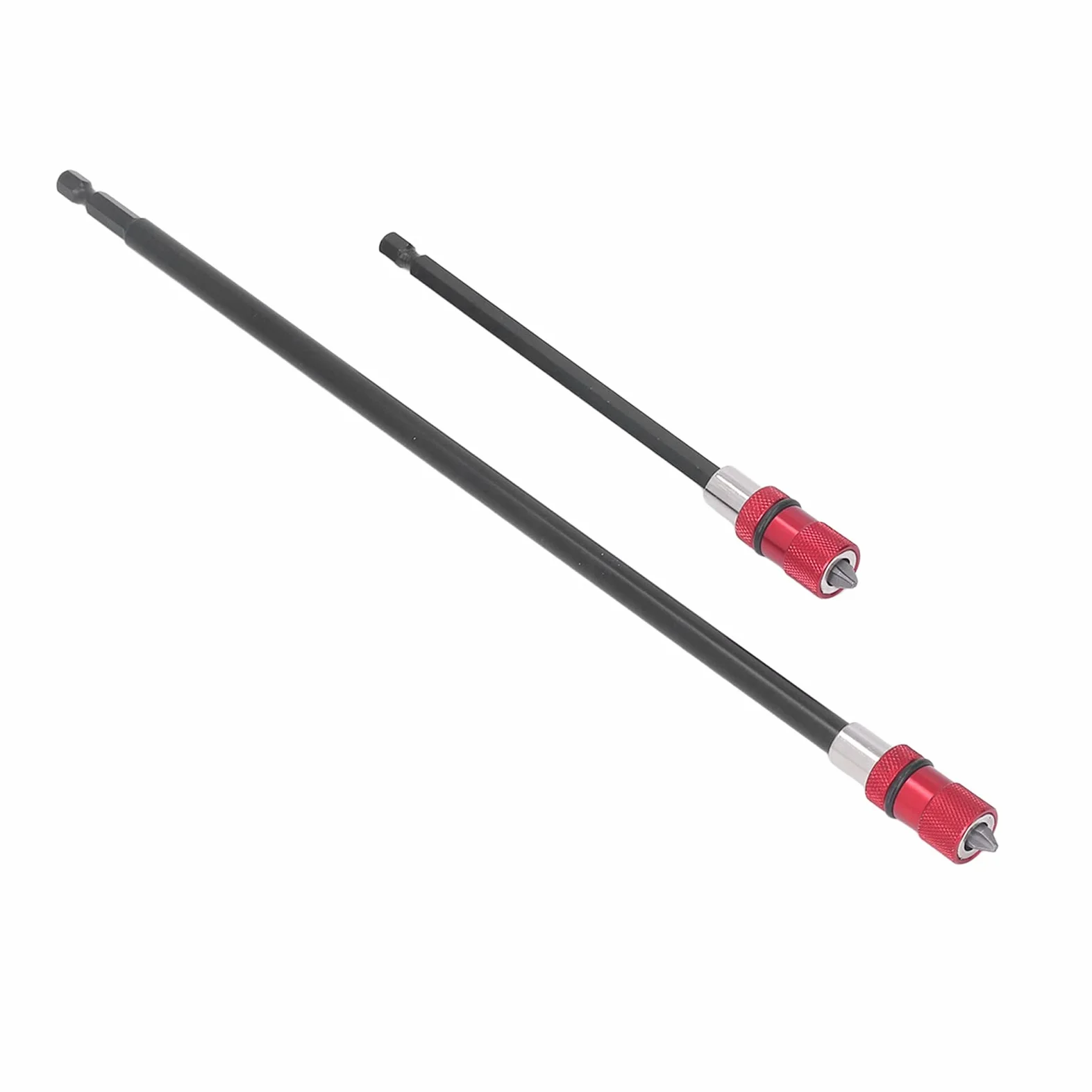 Extensión Magnética PH2 Conexión Estable Juego de Extensión de Brocas de Liberación Rápida para Taladros Eléctricos Destornilladores, Aleación de Aluminio 1/4 Hexagonal 2 Piezas 150 Mm 300