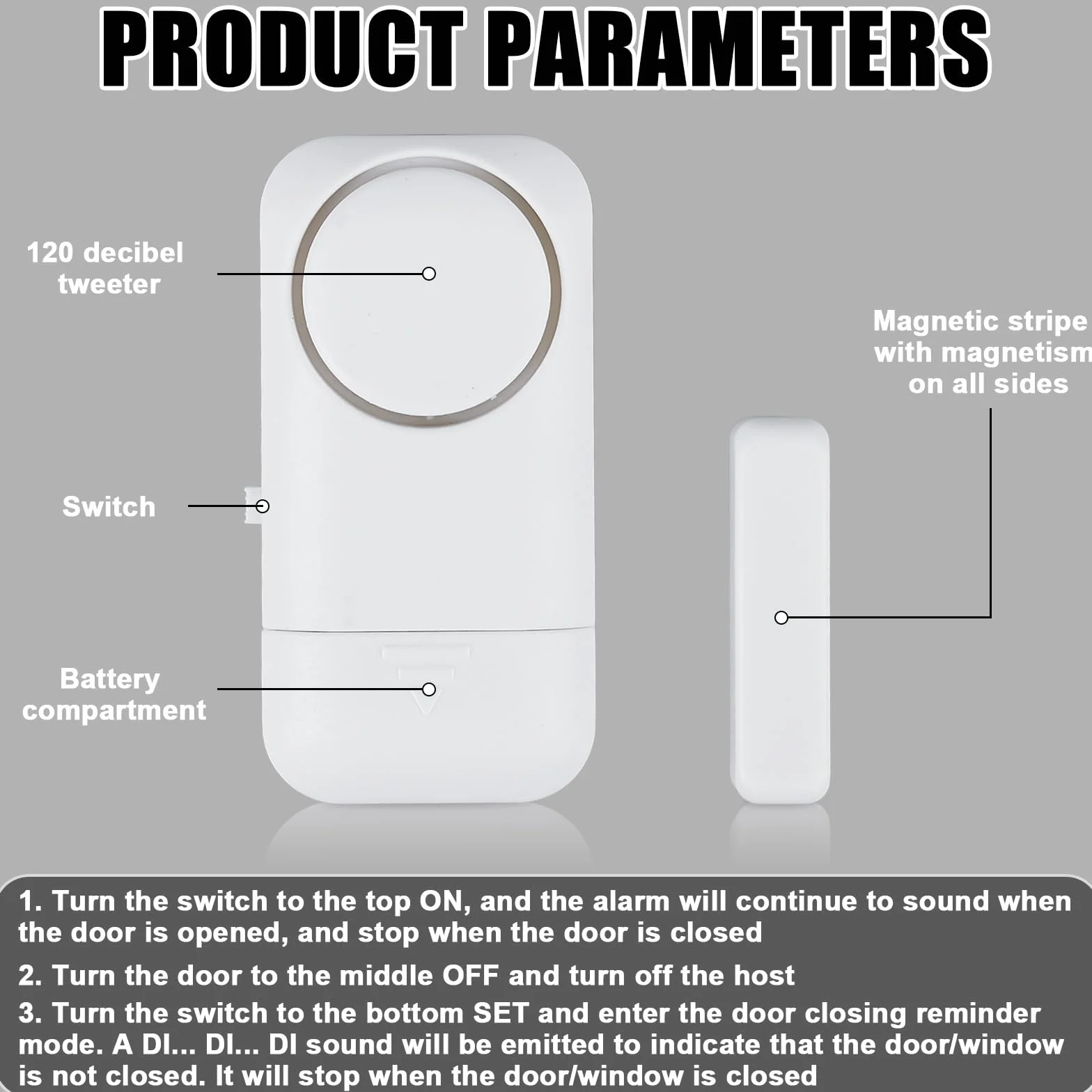 6 piezas de alarma inalámbrica para puerta y ventana de 120 dB, sensor de alarma de protección contra robos con contacto magnético – Sistema de alarma de seguridad inalámbrico para casa, apartamento