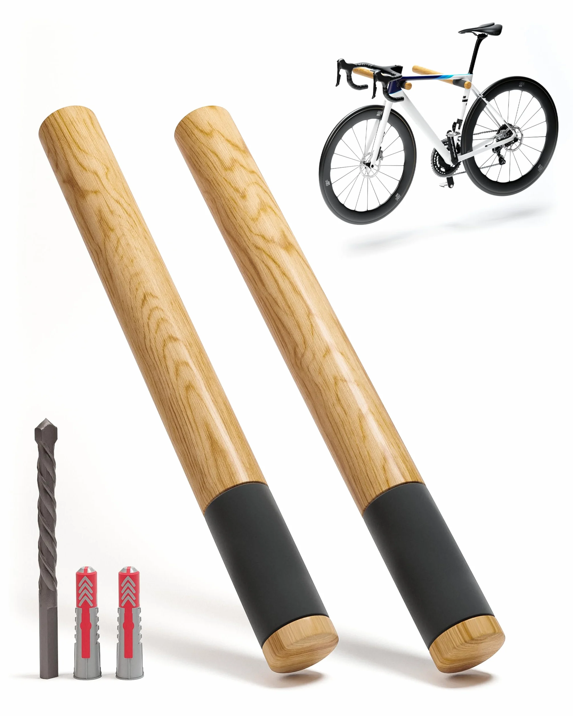 Borgen Soporte bicicletas pared madera roble noble para bicicletas carretera mtb ciudad
