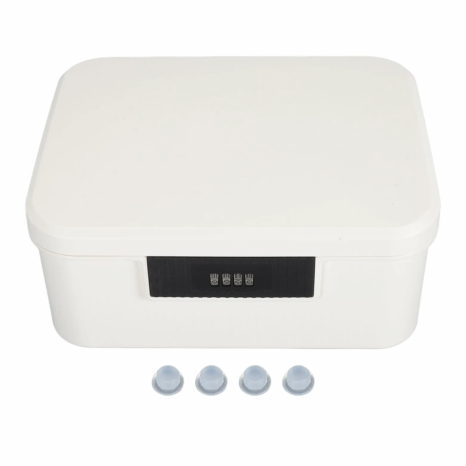 Baúl de almacenamiento con cerradura de contraseña, caja de seguridad para archivos y documentos, caja organizadora de doble capa con divisor, baúl de cierre resistente de ABS para (Blanca)