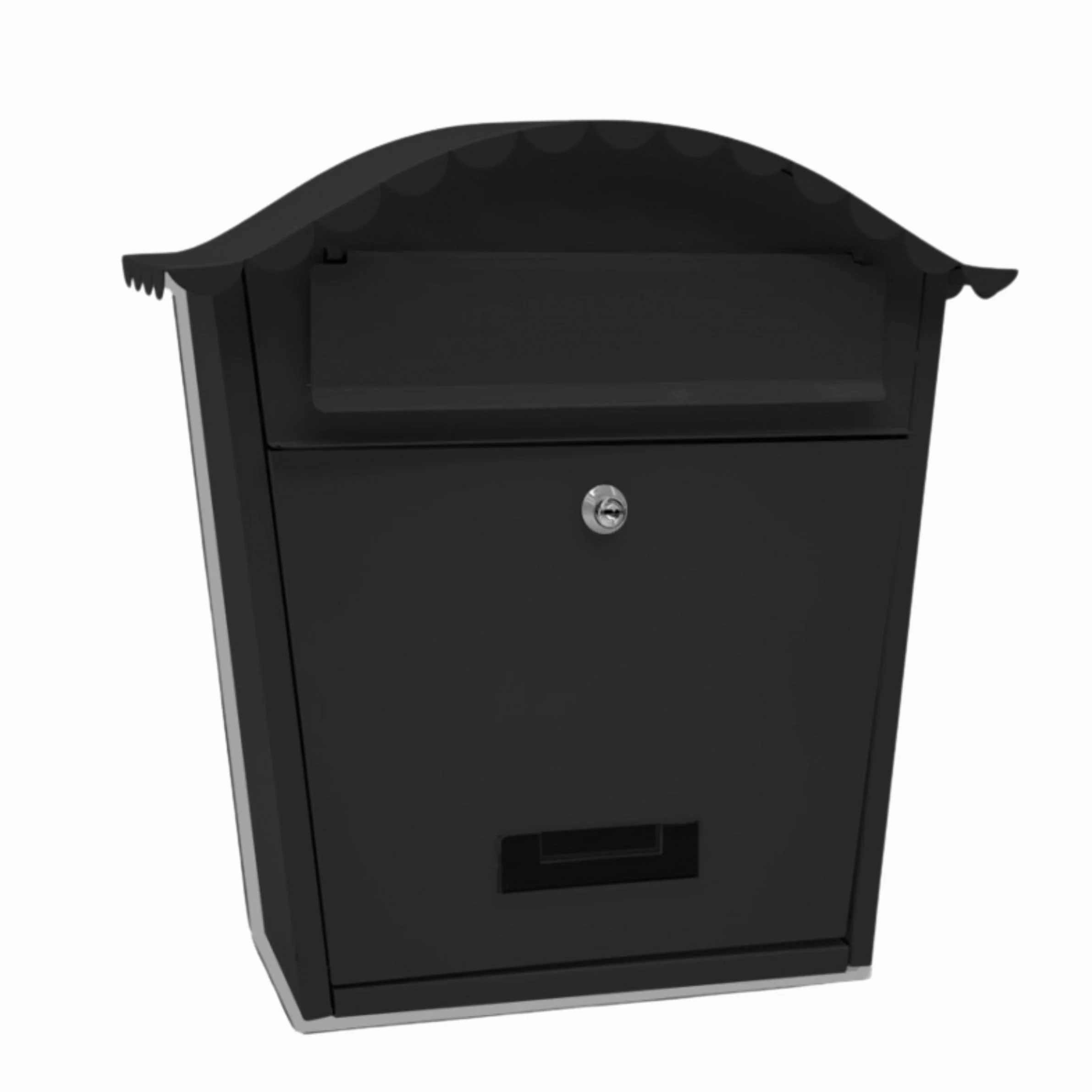 WEIDA Buzón Exterior de Acero INOX Individual | Buzones de Correos Exterior Resistentes, Elegantes, Antilluvia, Tamaño M 36,5x37x13,5 cm | Buzón de Correos Seguro, Cerradura Frontal con Llave (Negro)