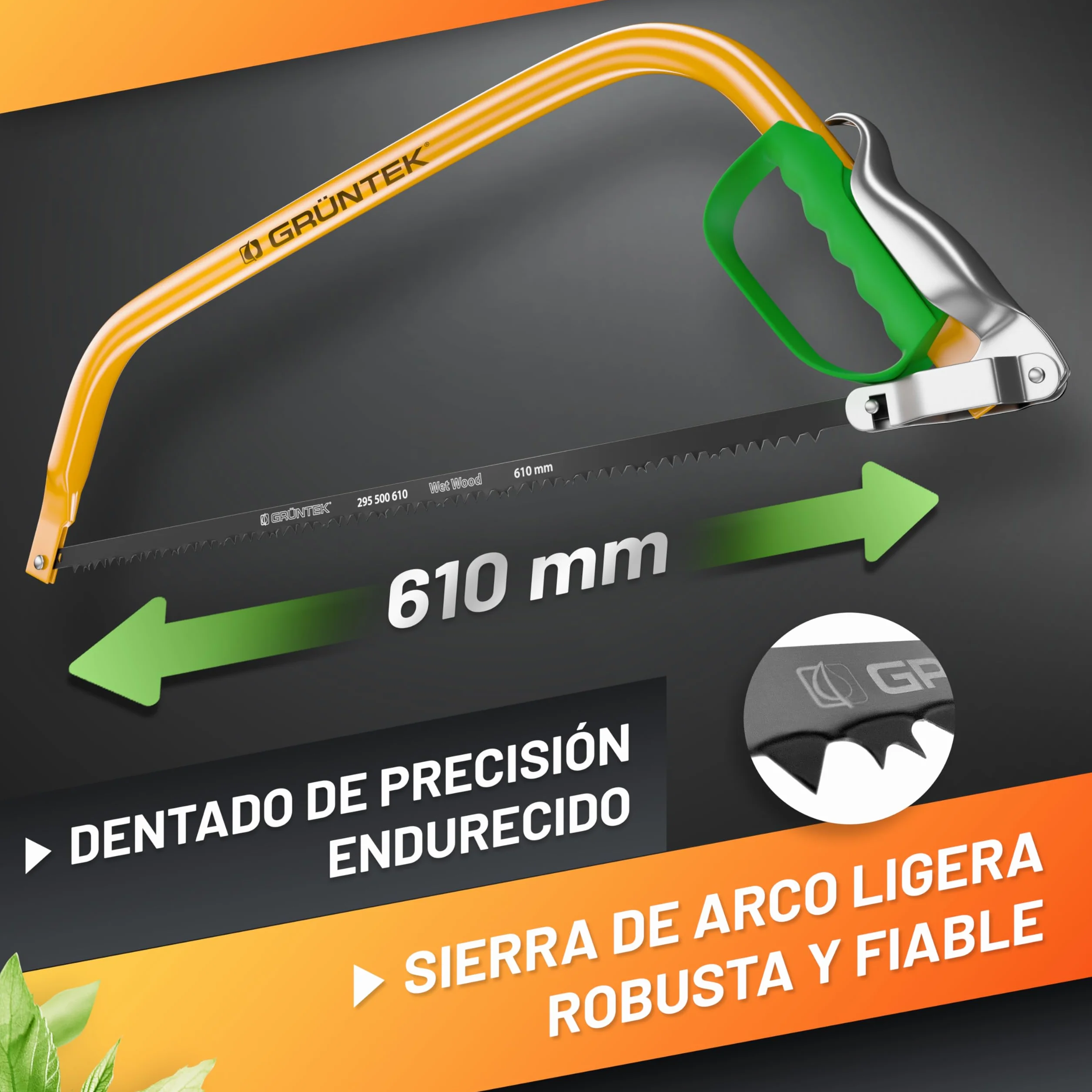 GRÜNTEK Sierra de Arco MARLIN 610 mm Sierra profesional para madera