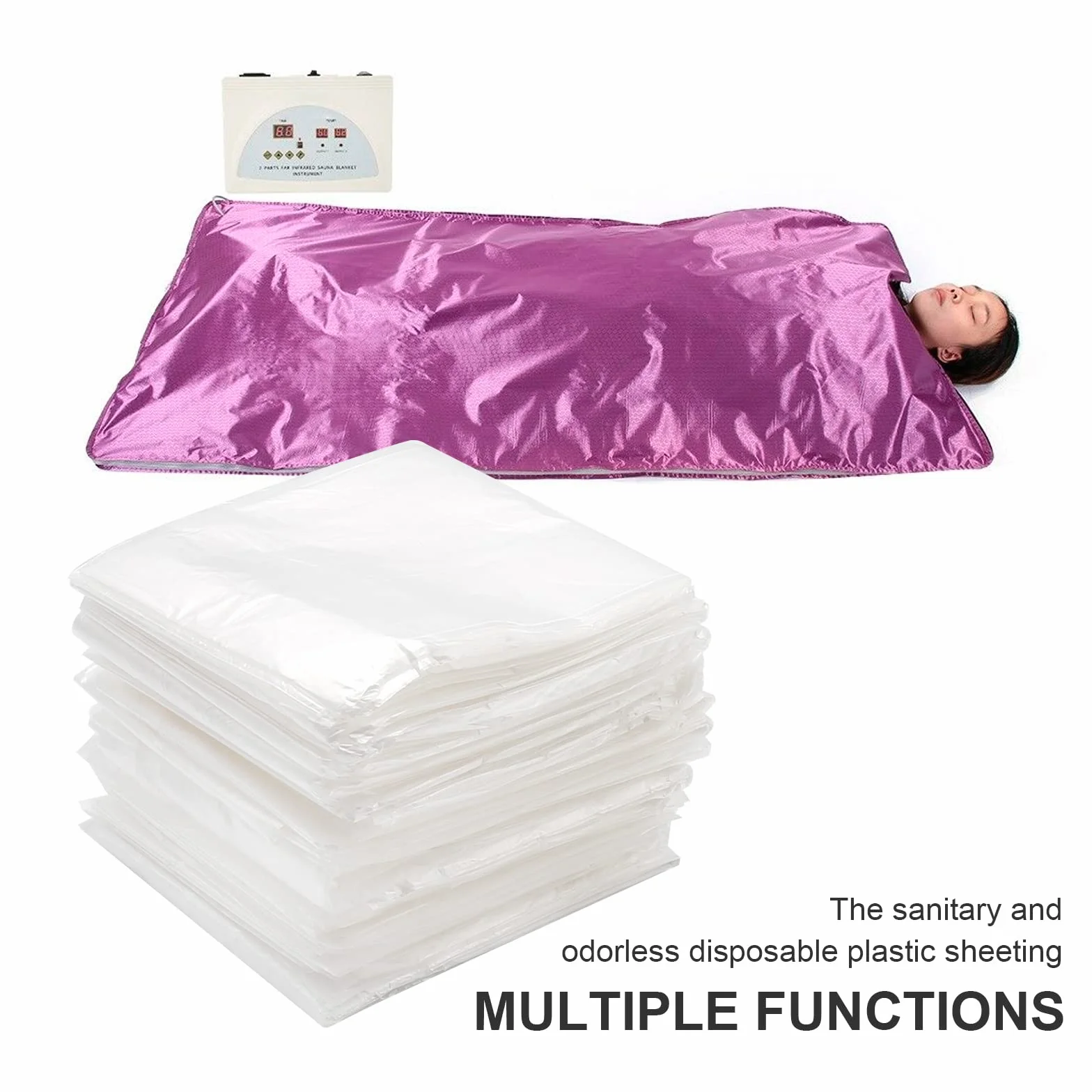 UOIENRT 50 láminas de plástico desechables para envoltura corporal, bolsa de bañera de película de plástico desechable, forro de manta de sauna