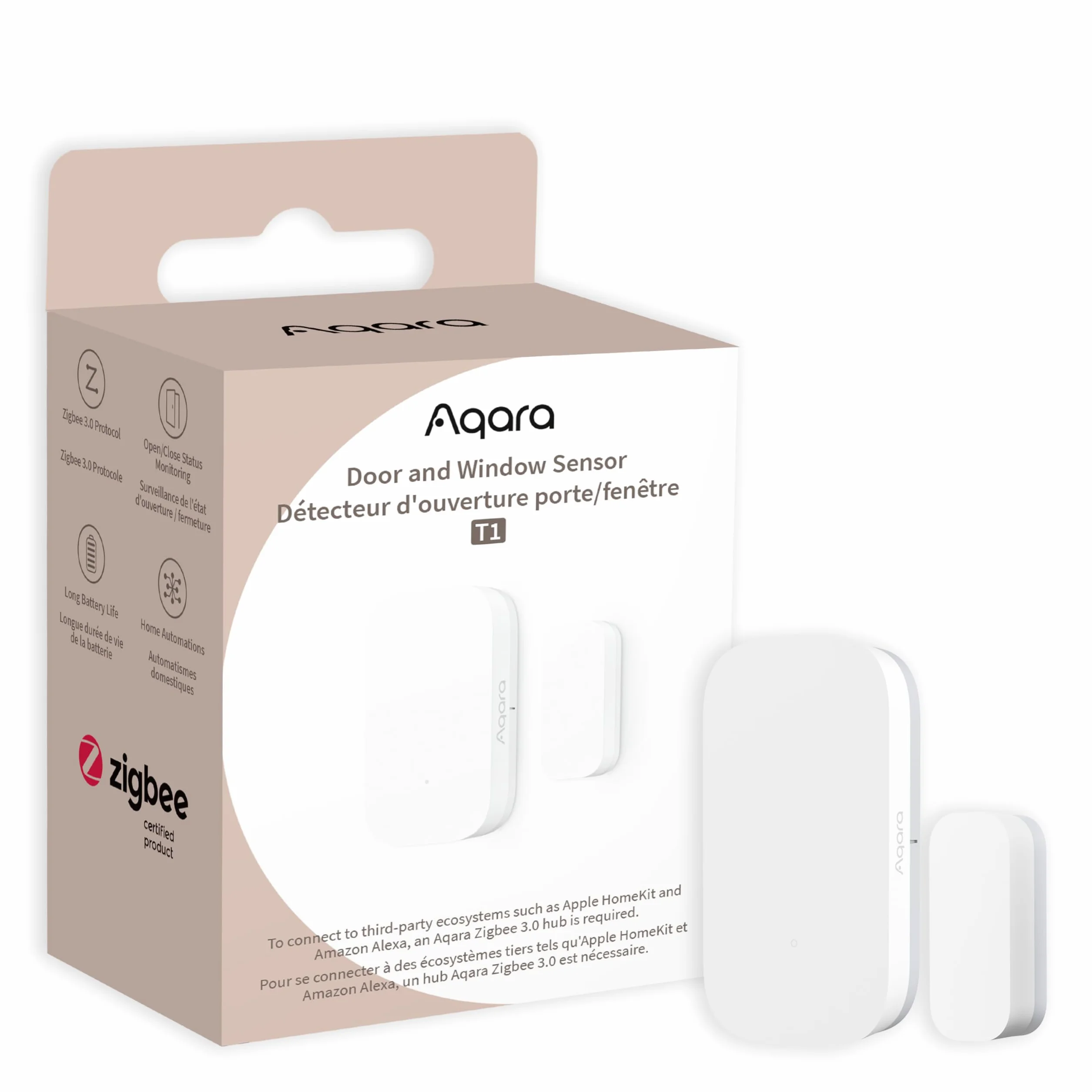 Aqara Sensor de Puertas y Ventanas T1, Requiere AQARA HUB, Compatible con Apple Home, Alexa e IFTTT