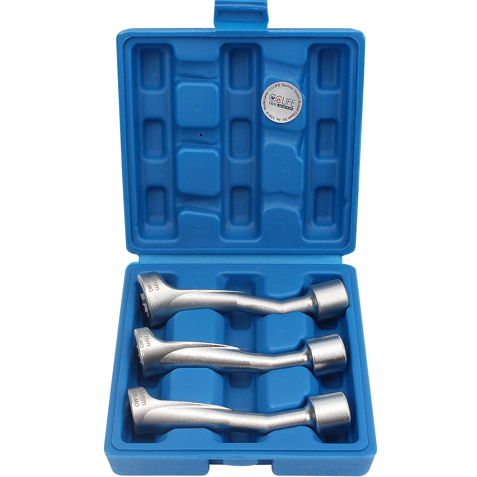 CCLIFE 3 piezas Juego de Llave Especial para Tubos de Inyección 1/2" Llaves Inyectores 14/17/19mm, llave de tubo con anillo de apertura de 6 lados, CR-MO