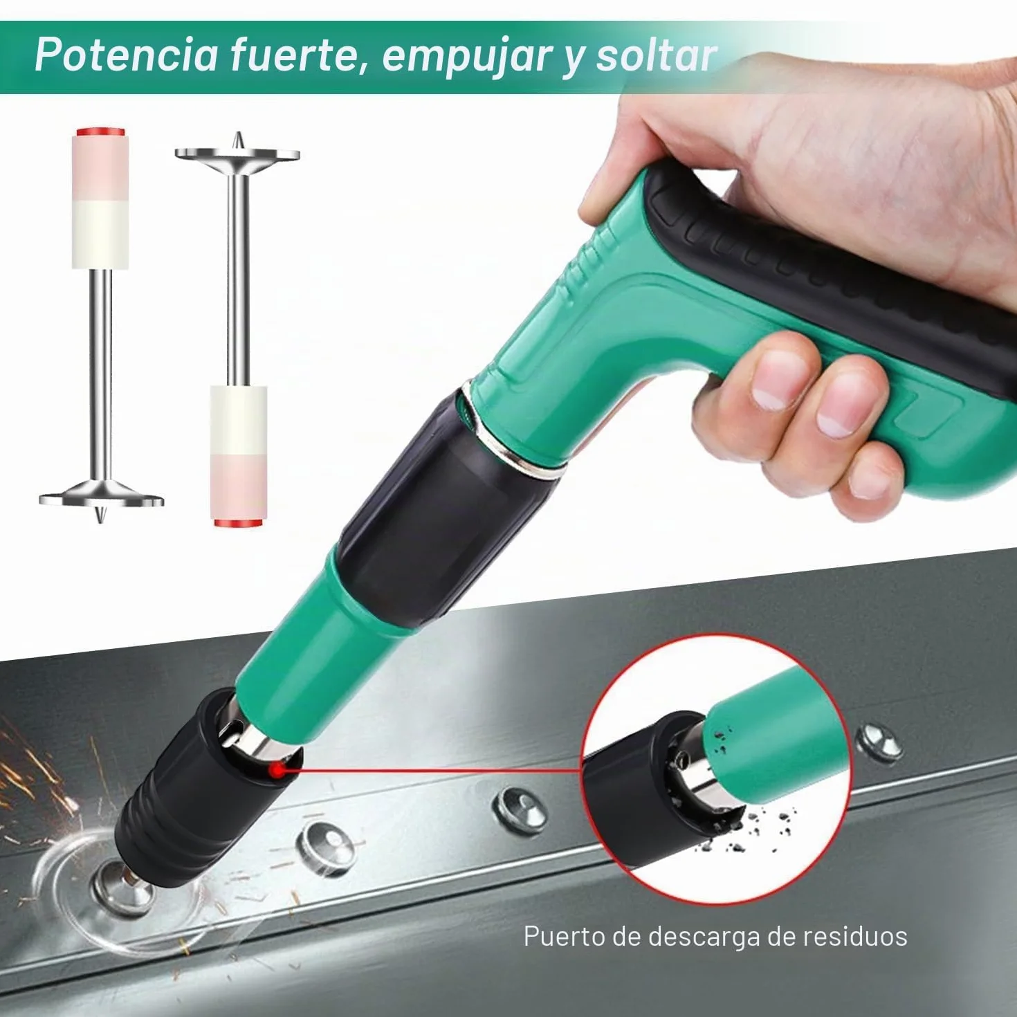 Pistola de Clavos para Hormigon Neumatica, Clavadora Hormigon, Nail Gun, Pistola de Impacto Clavos con 200 Clavos Redondos - para Acero y Concreto - Fácil de Usar