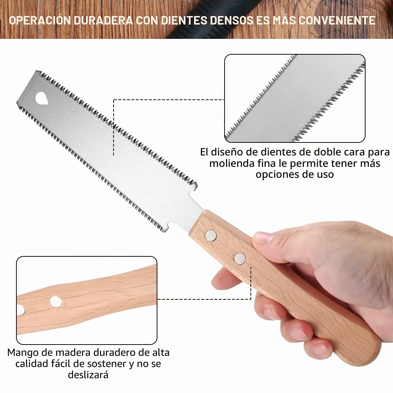 Sierra Japonesa de Mano, Sierra de Madera de Precisión, Mini Sierra Manual, Sierras de Tracción Doble Filo, Herramienta de Carpintería Versátil para Cortes Finos y Rápidos