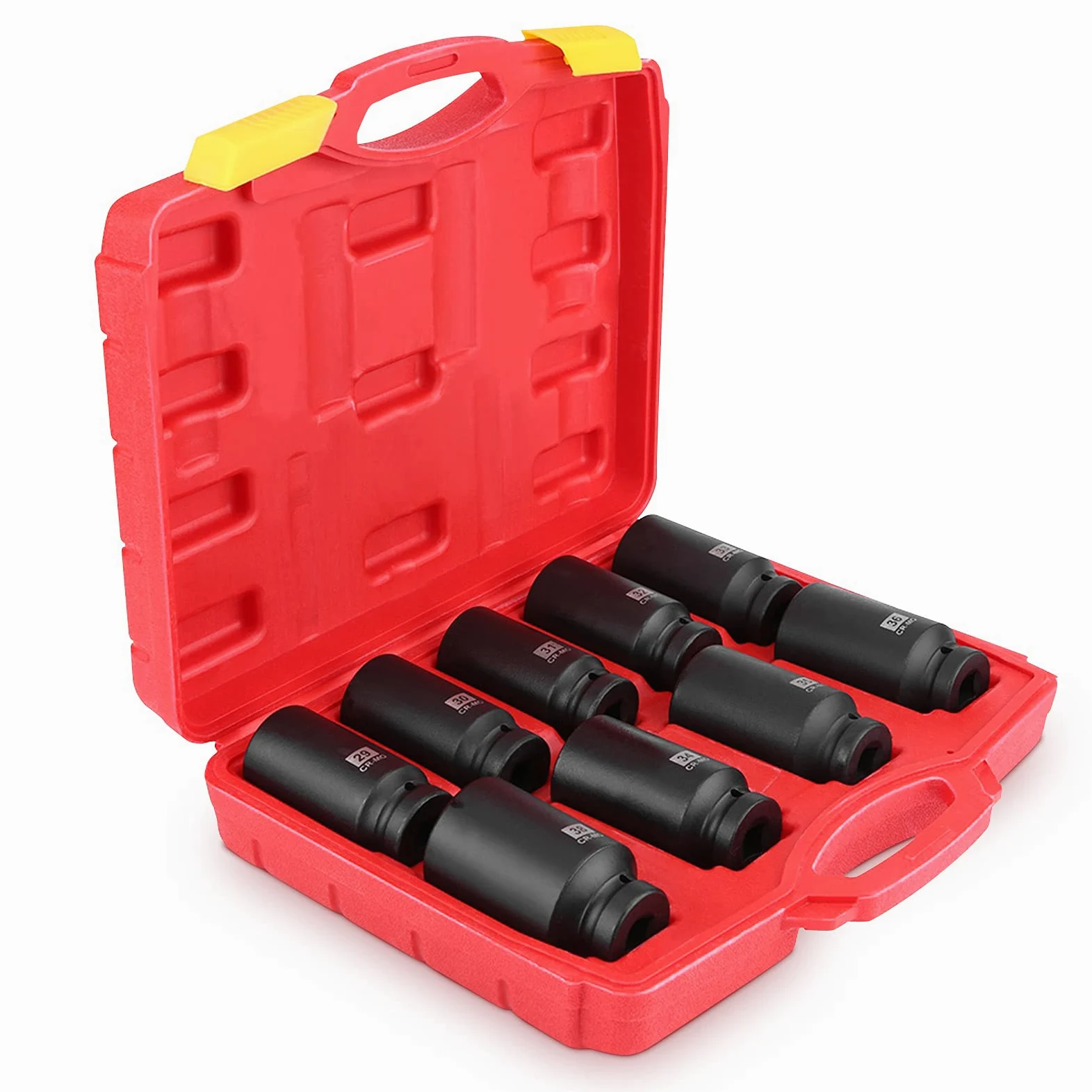 Juego de Dados de Impacto 1/2", 9 Piezas, 29mm a 38mm, Incluye 29mm 30mm 31mm 32mm 33mm 34mm 35mm 36mm 38mm