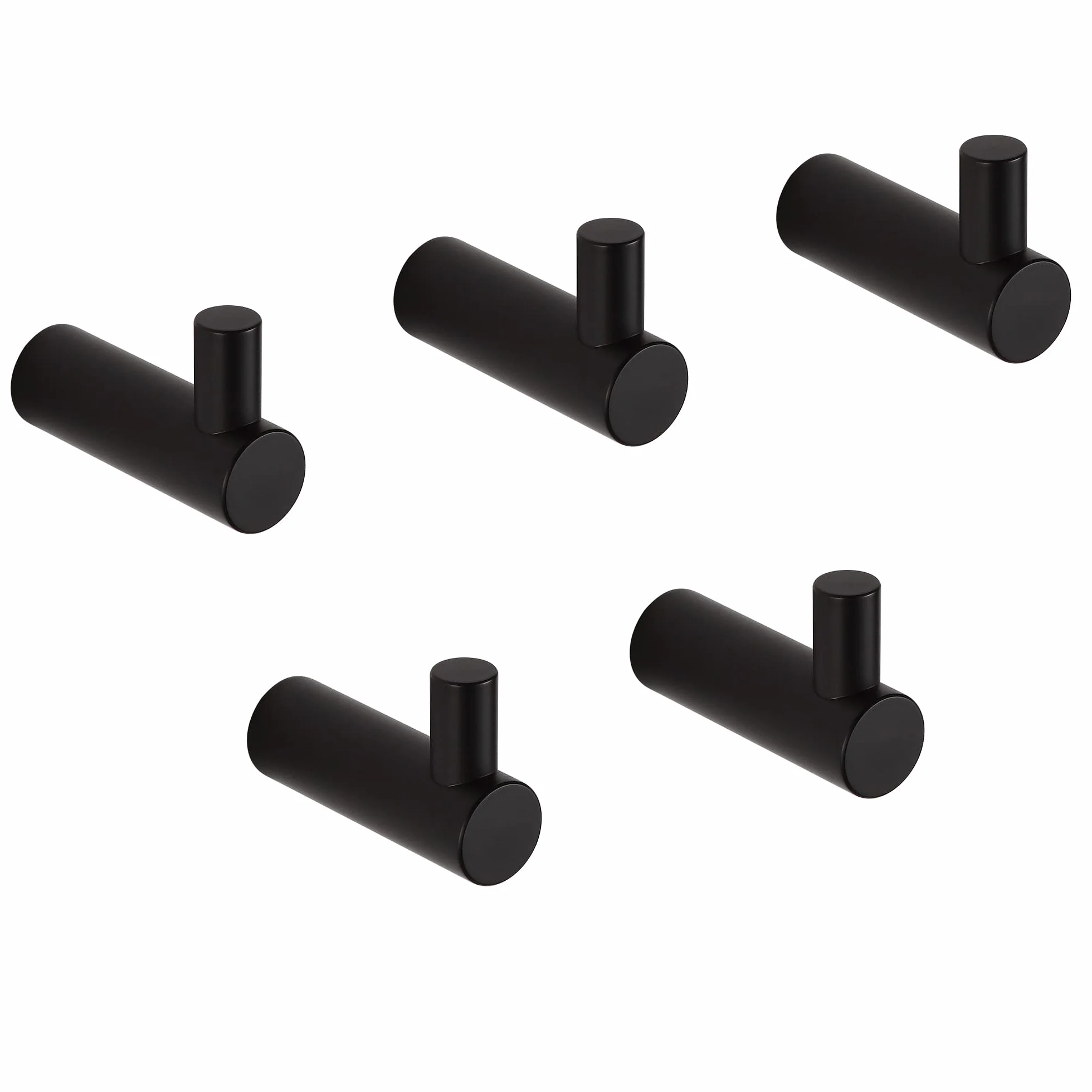 BVL Ganchos de toalla negros, 5 paquetes de ganchos para abrigos montados en la pared, 304 ganchos de acero inoxidable para baño y cocina