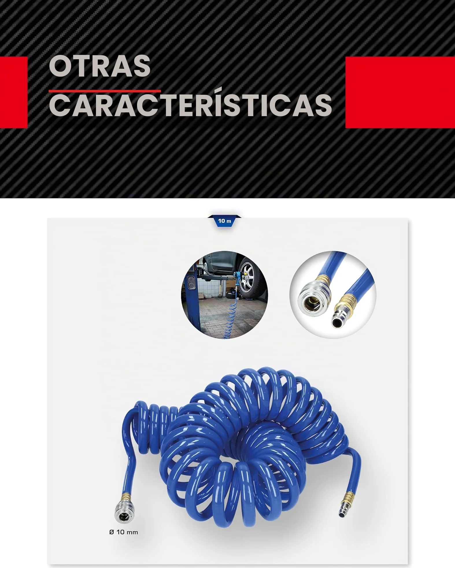 BRILLIANT TOOLS BT160035 Manguera de aire comprimido en espiral Ø 10 mm, 10 metros [Powered by KS TOOLS]