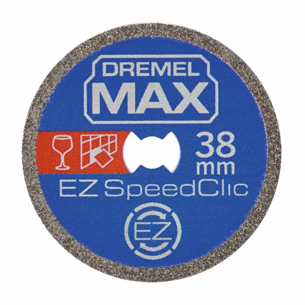 Dremel MAX Disco de corte de alto rendimiento (SC545DM) Disco de corte con recubrimiento de diamante con sistema EZ SpeedClic, 38 mm, durabilidad máxima de vida