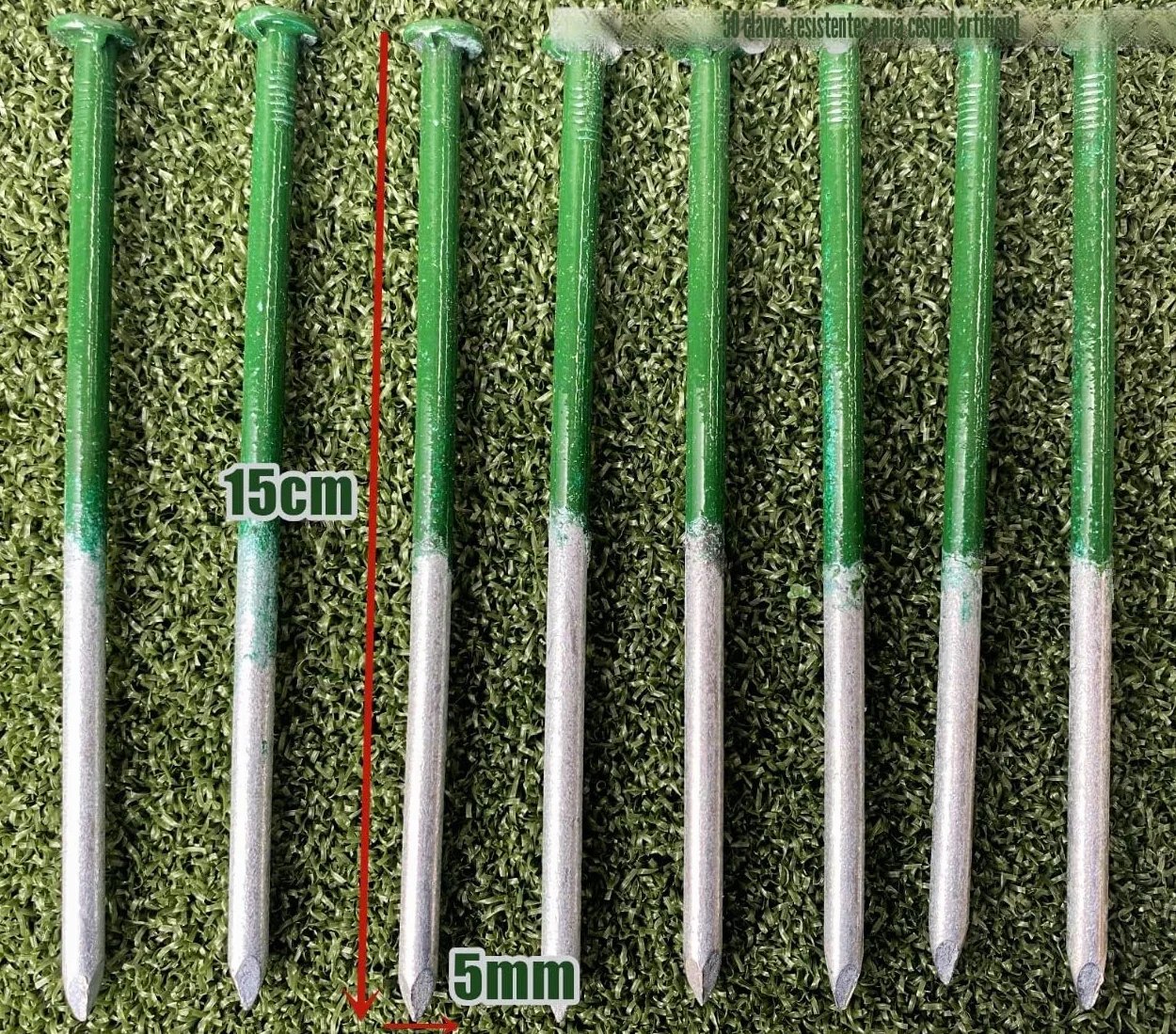 KAHEIGN 50 Piezas Clavos de Césped Artificial de Alta Resistencia, 5mm x 150mm Clavos Galvanizados de Cabeza Redonda Clavo de Acero para Fijación de Césped Falso Astroturf para Suelo Duro o Pedregoso