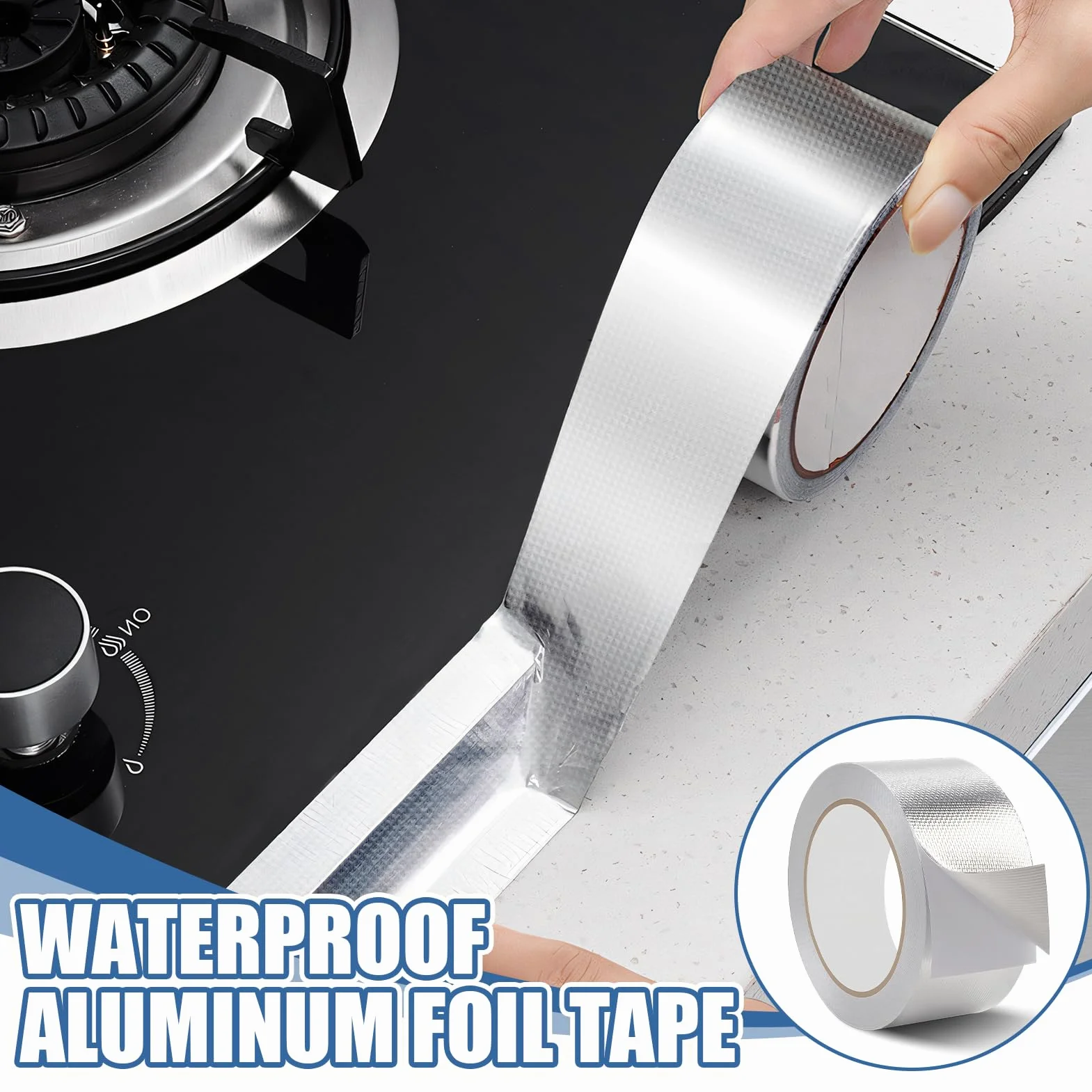 Cinta adhesiva de aluminio de 50 mm x 20 m para altas temperaturas, cinta de sellado metálica de aluminio, aislante y barrera de vapor para lavavajillas, encimeras y canalones