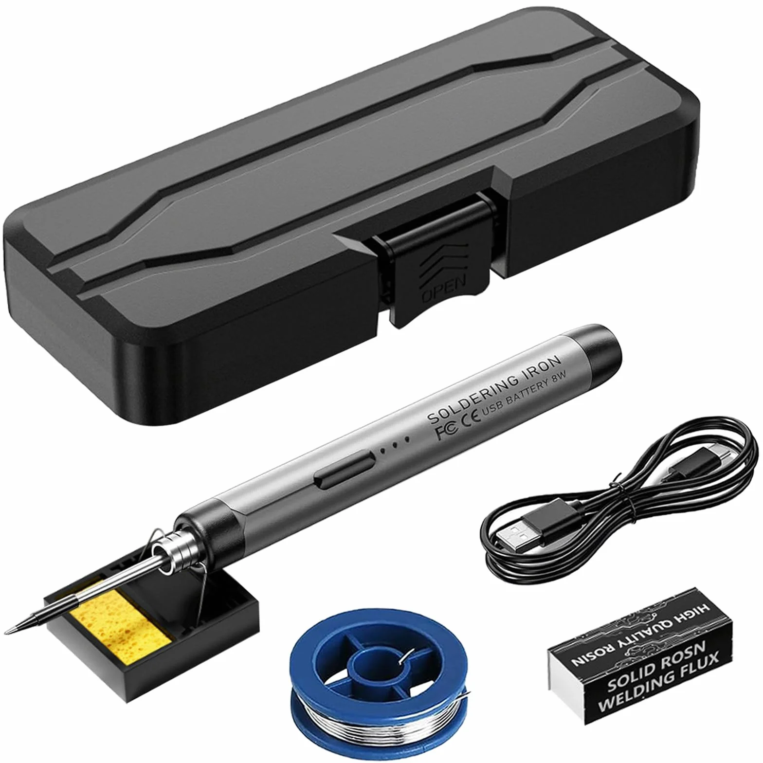 Soldador de Estaño Kit,Soldador con 3 Temperaturas,Ajustable 300 ℃-450 ℃, USB Interruptor ON/OFF