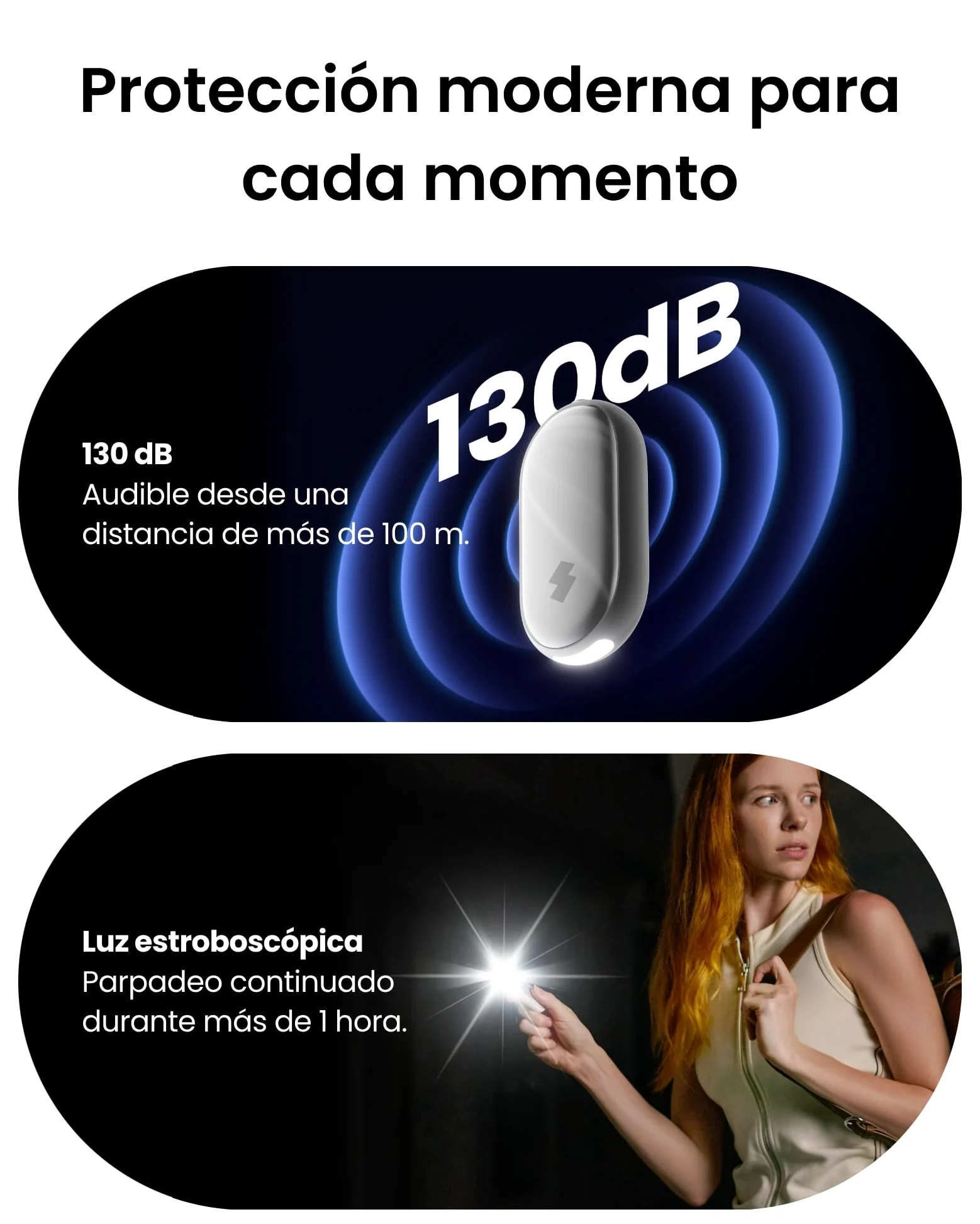SwitchBot Alarma de Seguridad Personal, 130dB Sirena con Luz LED Estroboscópica, Llavero de Autodefensa IP65 con Alertas de Ubicación, Ideal para Mujeres, Niños y Ancianos, Negro