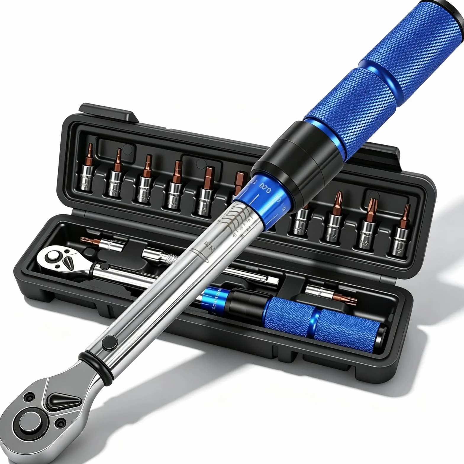 Llave Dinamométrica 1/4", 2-24 Nm, Precisión ±3%, Cabezal Reversible de 72T Llave, Chave Dinamométrica con 100 mm Barra de Extensión, Torque Wrench para Bicicleta, Moto, Coche