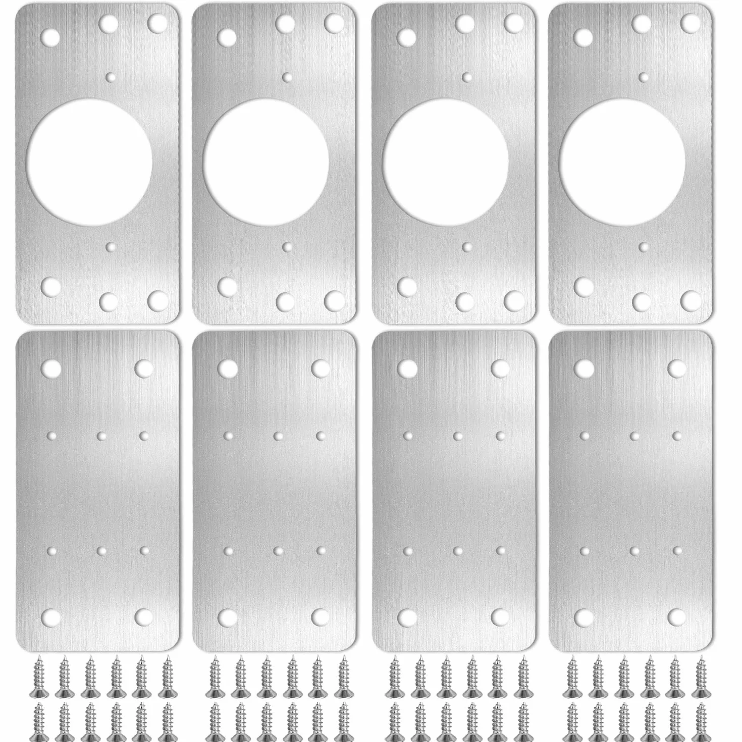 Placa Reparación Bisagra Placas Reparación de Bisagras Armario Placa de Reparación de Bisagras Acero Inoxidable con 48 Tornillos para Muebles de Madera Cocina Armarios Muebles 8 Piezas