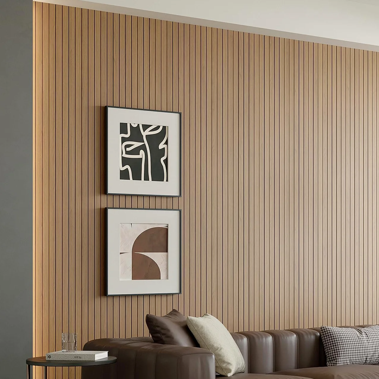 AMIGO Paneles acústicos de chapa de madera autoadhesivos,1,2 m² - 1 unidad 300 x 40 x 0,3 cm Paneles de pared 3D con aspecto de madera,acústico y decoración de paredes, salón,oficina,Color roble claro