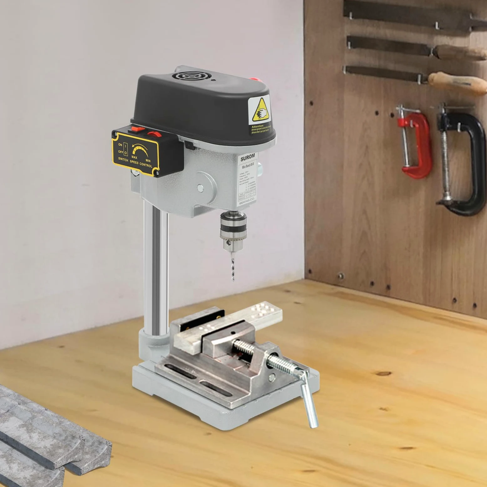 Taladro de banco de trabajo portátil de 340 W taladros de columna de velocidad ajustable para bricolaje y modelismo
