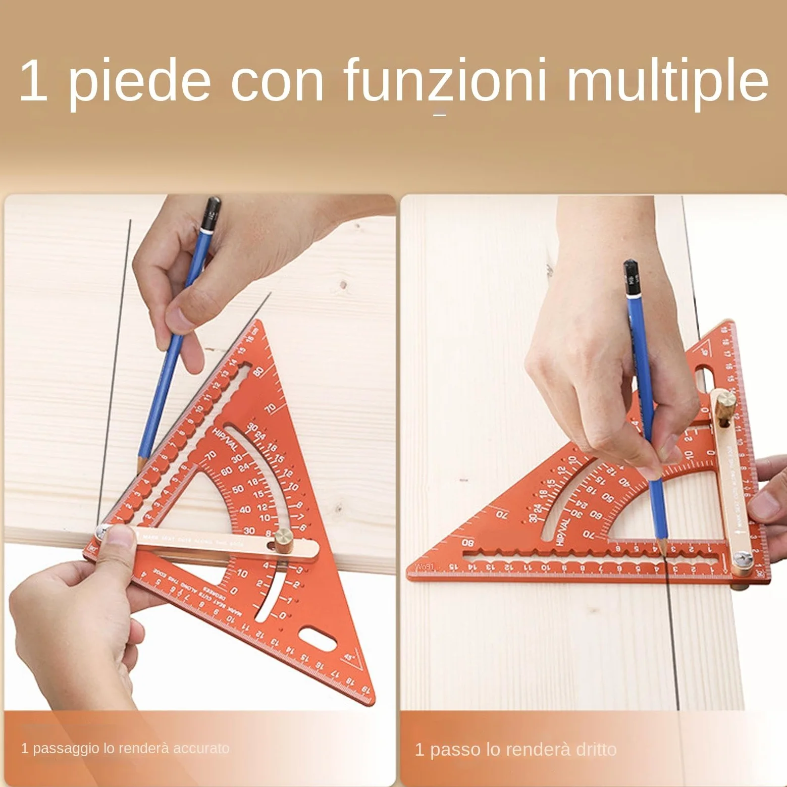 Escuadra de Carpintero - Regla Triangular para carpintería, Regla de construcción, Velocidad Ajustable para Trabajos en Madera, aleación de Aluminio métrica para Hombres