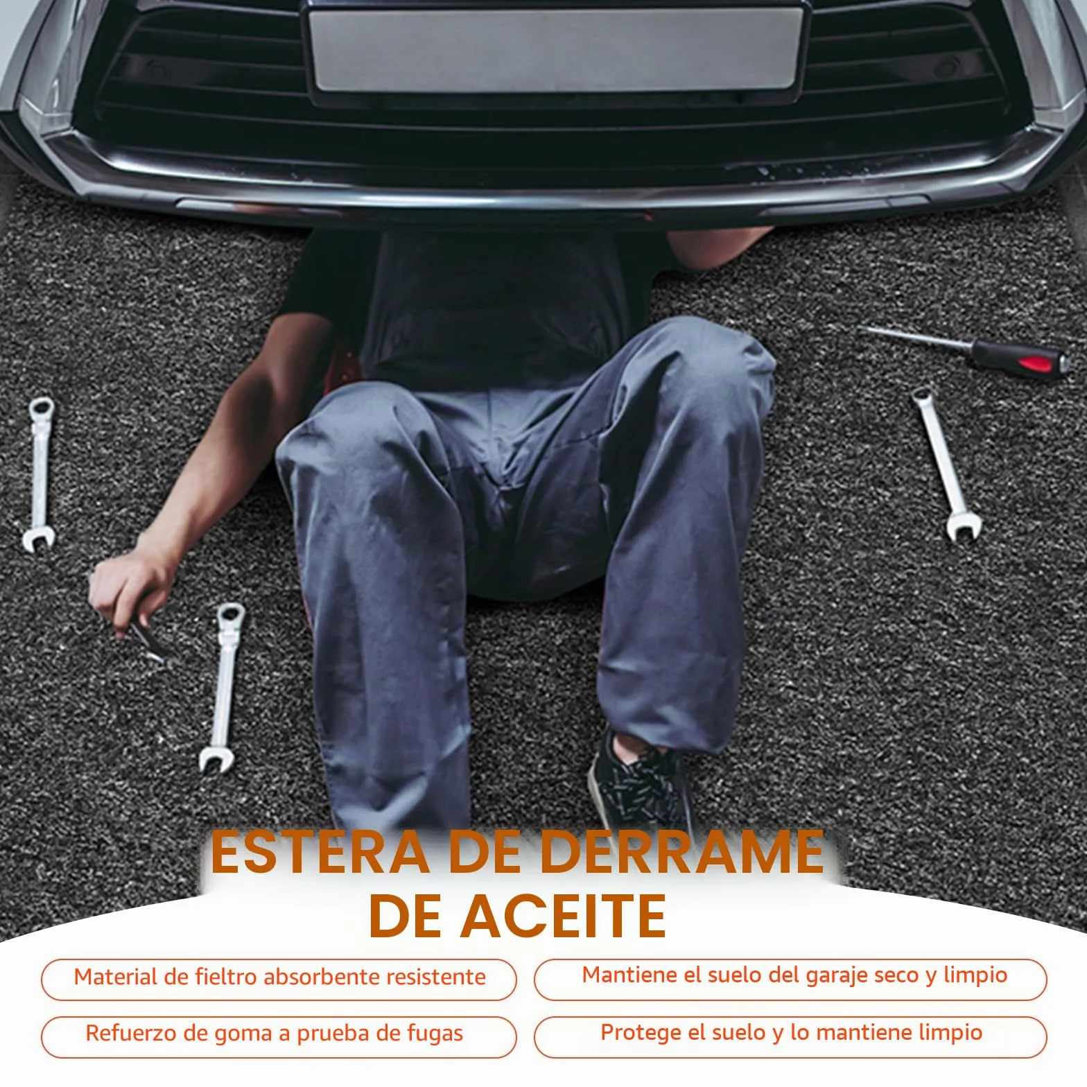Alfombrilla para Suelo de Garaje 100x300cm Estera Garaje Coche Suelo Alfombra Moto Garaje Estera de Recogida de Aceite Multifunción para Derrames de Aceite en el Garaje
