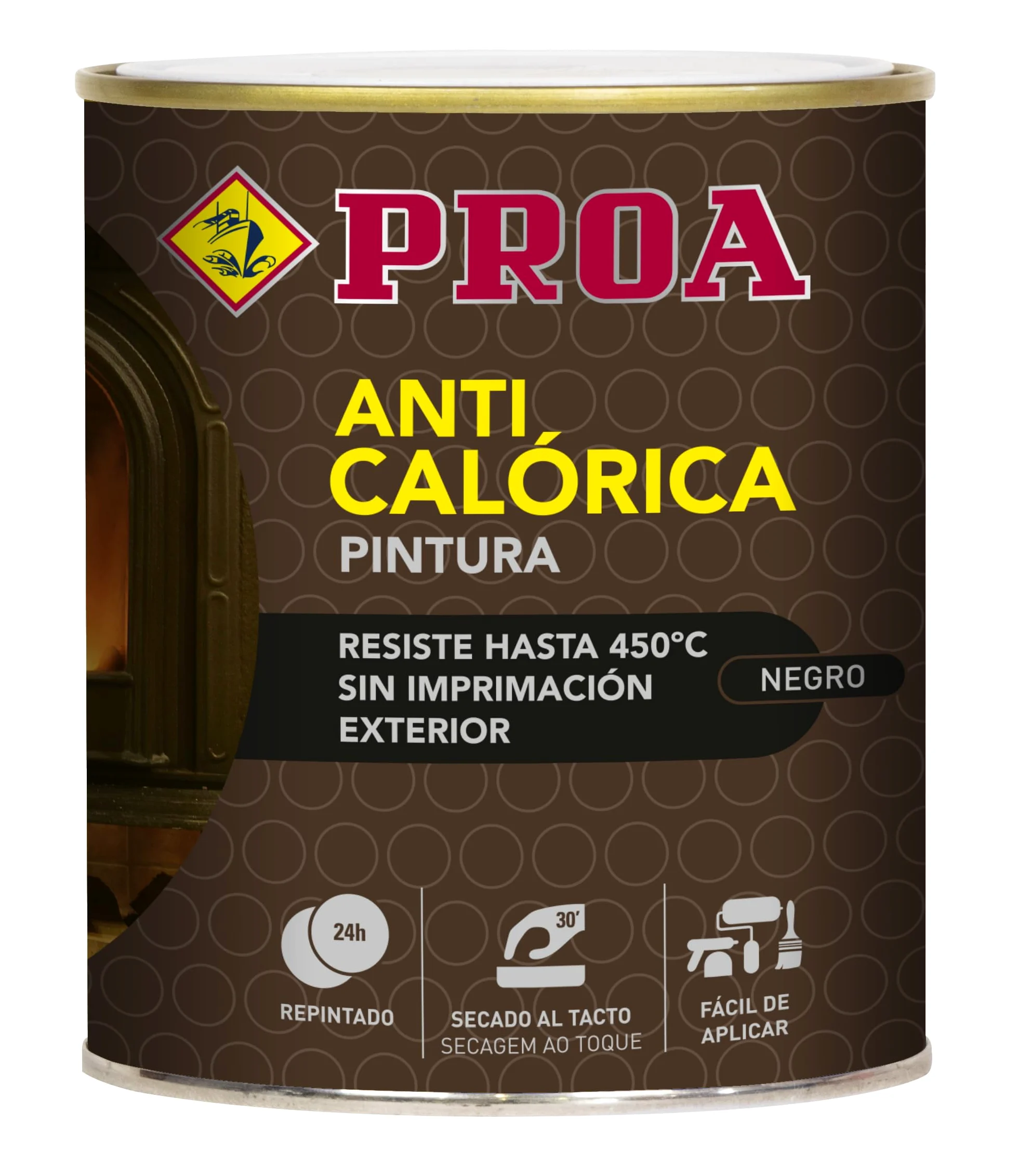 PROA ESMALTE SILICONA ANTICALÓRICO. Negro Ral 9005. 750 ML.