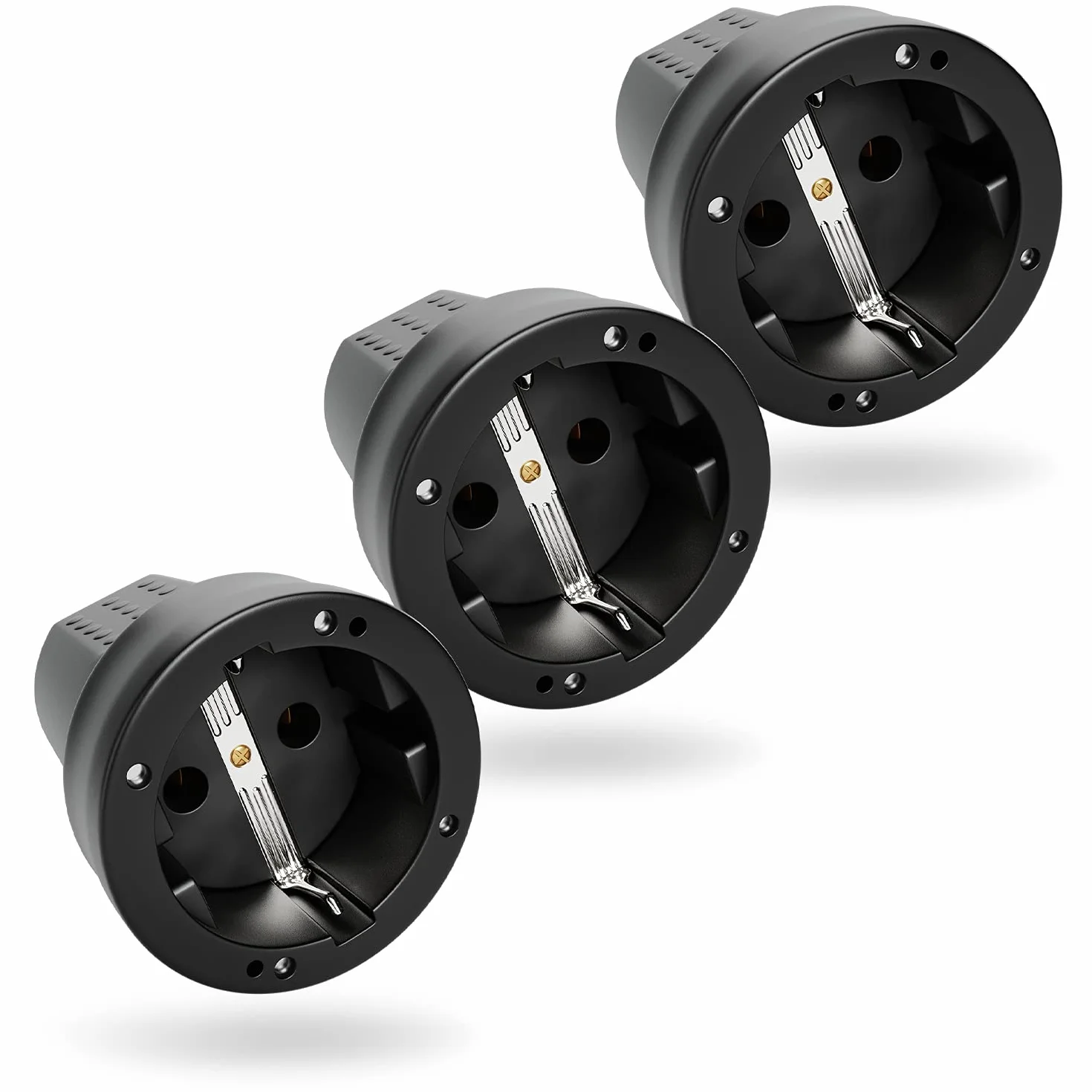 Enchufe hembra Schuko IP44 230V 16A 3,7kW 2 polos para exteriores con protección contra doblez