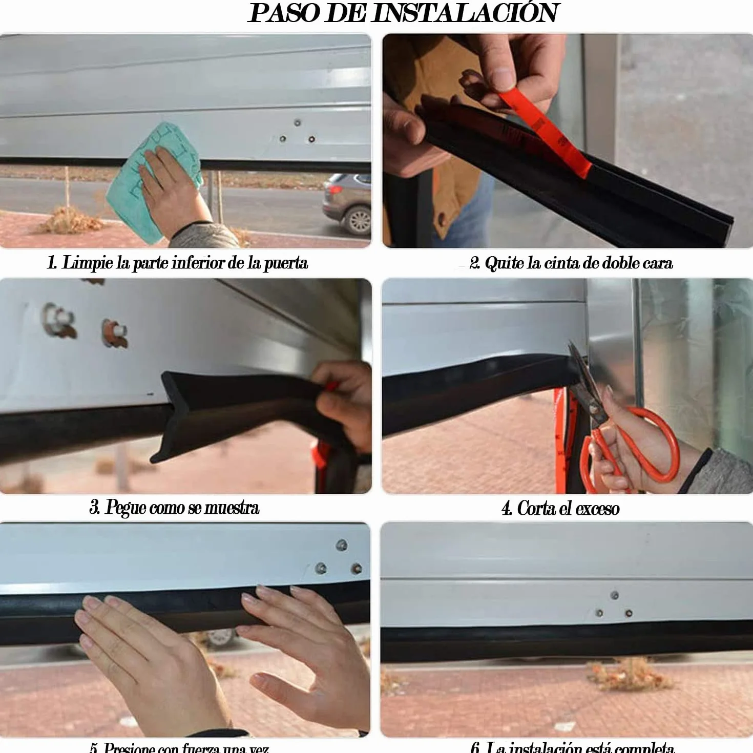 Burlete para Puerta de Garaje, Sello de Goma Universal para Sellado Inferior, Aislamiento Antirruido, Antipolvo, Antiviento y Ahorro Energético, Fácil Instalación(6 m)