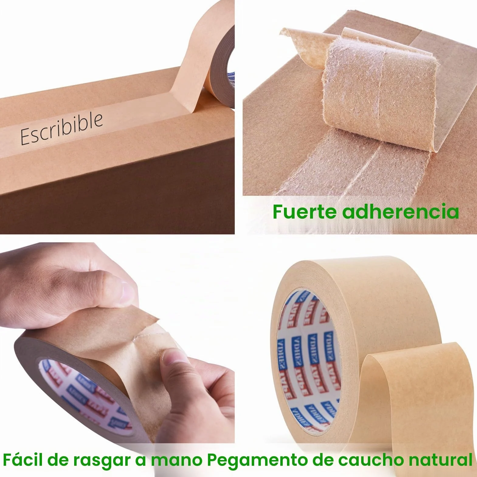 ADHES Cinta de embalaje de papel kraft Cinta adhesiva para paquetes y cajas reciclable ecológico marrón 50mm x 40m