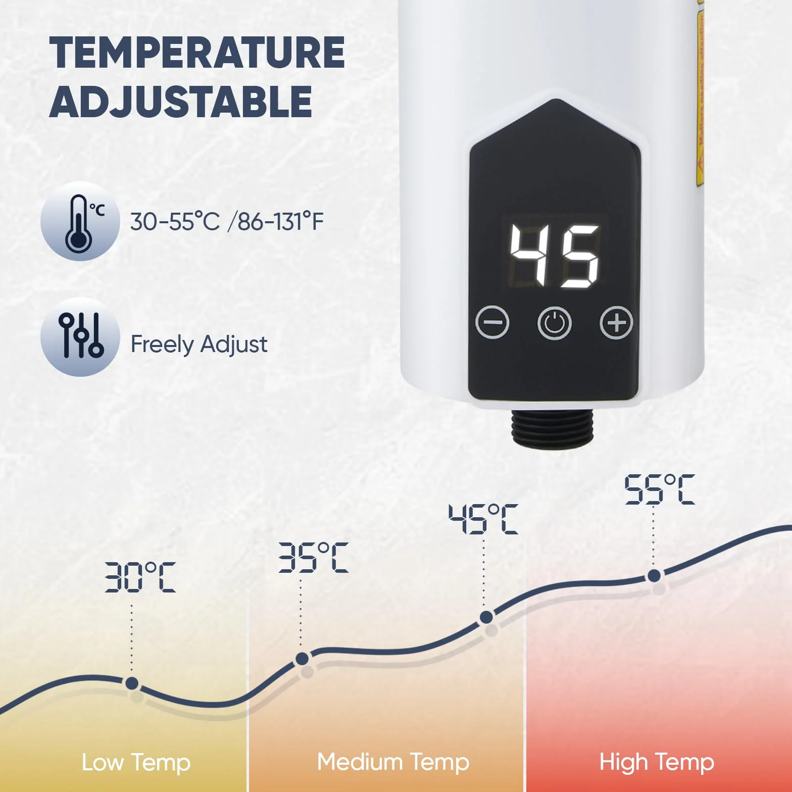 Calentador de agua sin depósito de 5500 W con juego de ducha, calentador de agua instantáneo de 220 V con pantalla digital LCD y botones táctiles, adecuado para ducha, baño/cocina/lavabo (F)