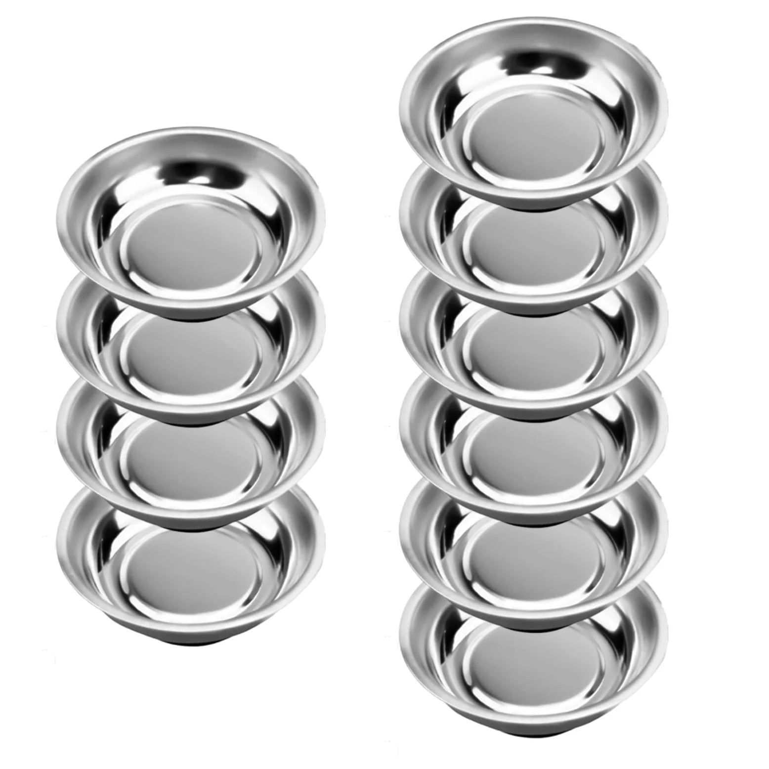 Paquete de 10 bandejas magnéticas de acero inoxidable de 3 pulgadas con base antideslizante para taller, garaje y organización de cajas de herramientas