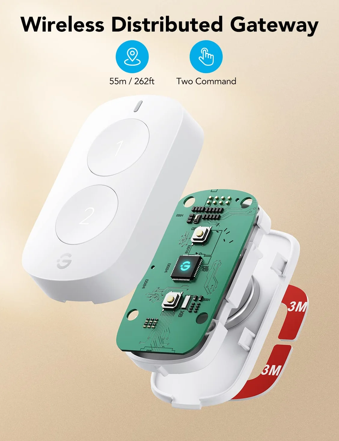 GoveeLife Mini Interruptor Inteligente de Doble Botón, Control Inalámbrico para Múltiples Dispositivos, Funciona con Pilas
