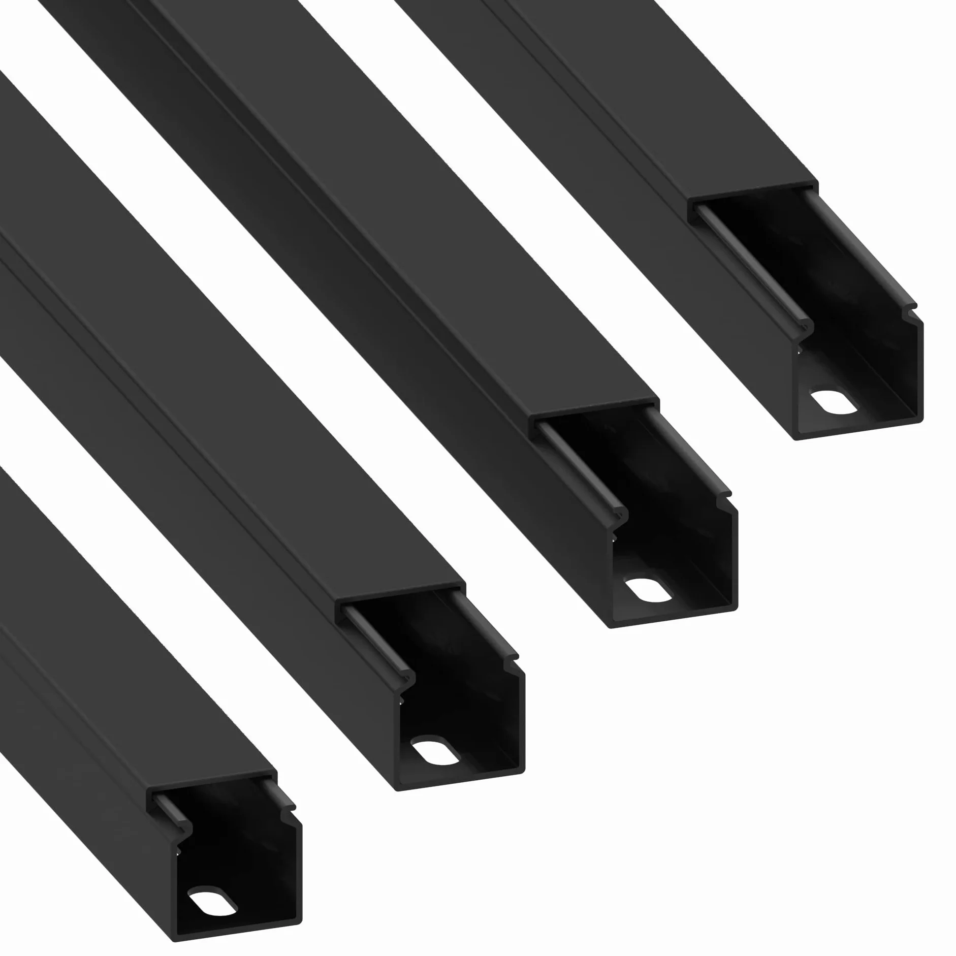 Canal para Cables Cablecoach Habengut CC10110 (con Orificios de Montaje en la Base) 25x25 mm de PVC, Color: Negro, Longitud 4 m (4 x 1 m de Longitud)