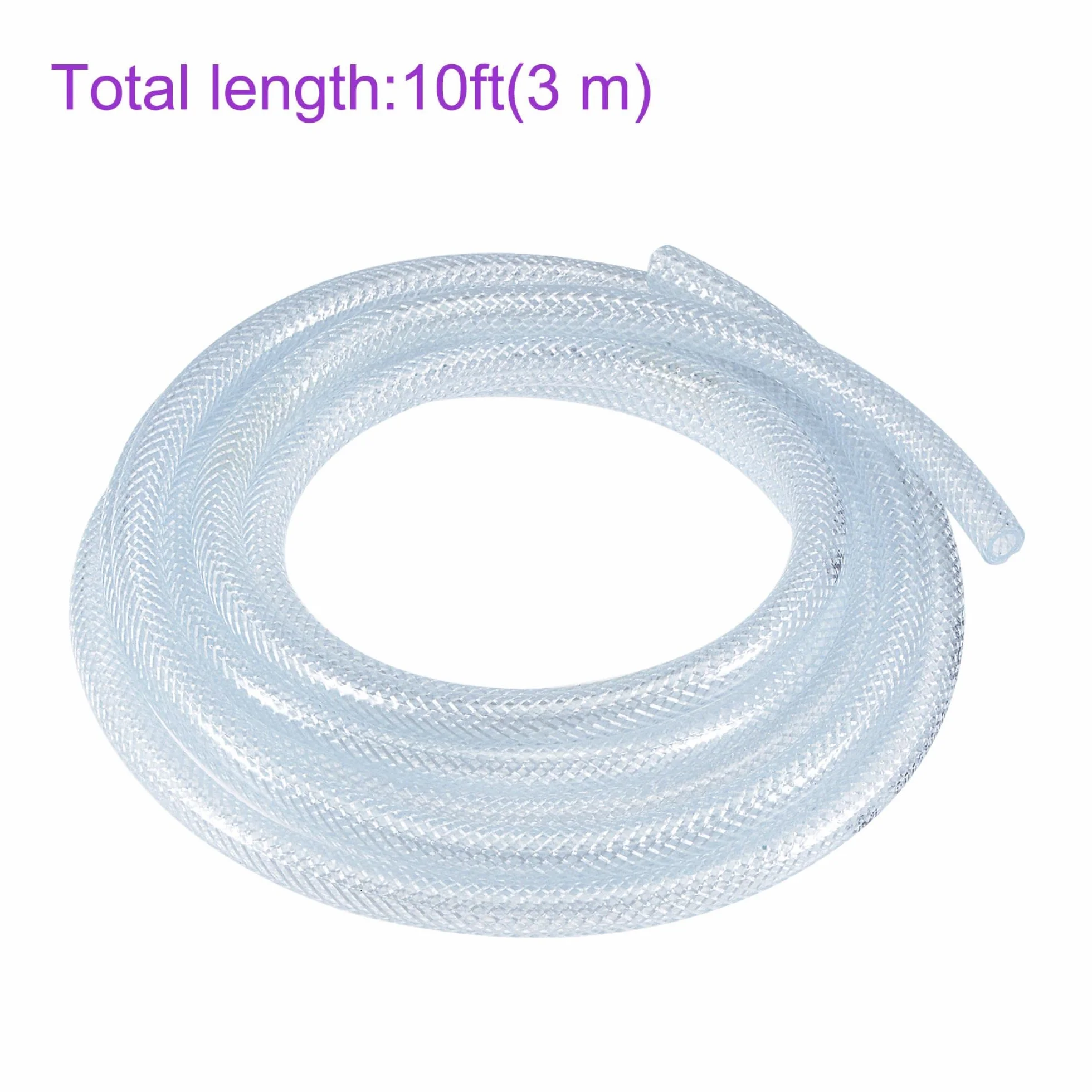 sourcing map 6mm ID 10mm OD Transparente PVC Tubo Trenzado Manguera para Agua Riego 10 Pies