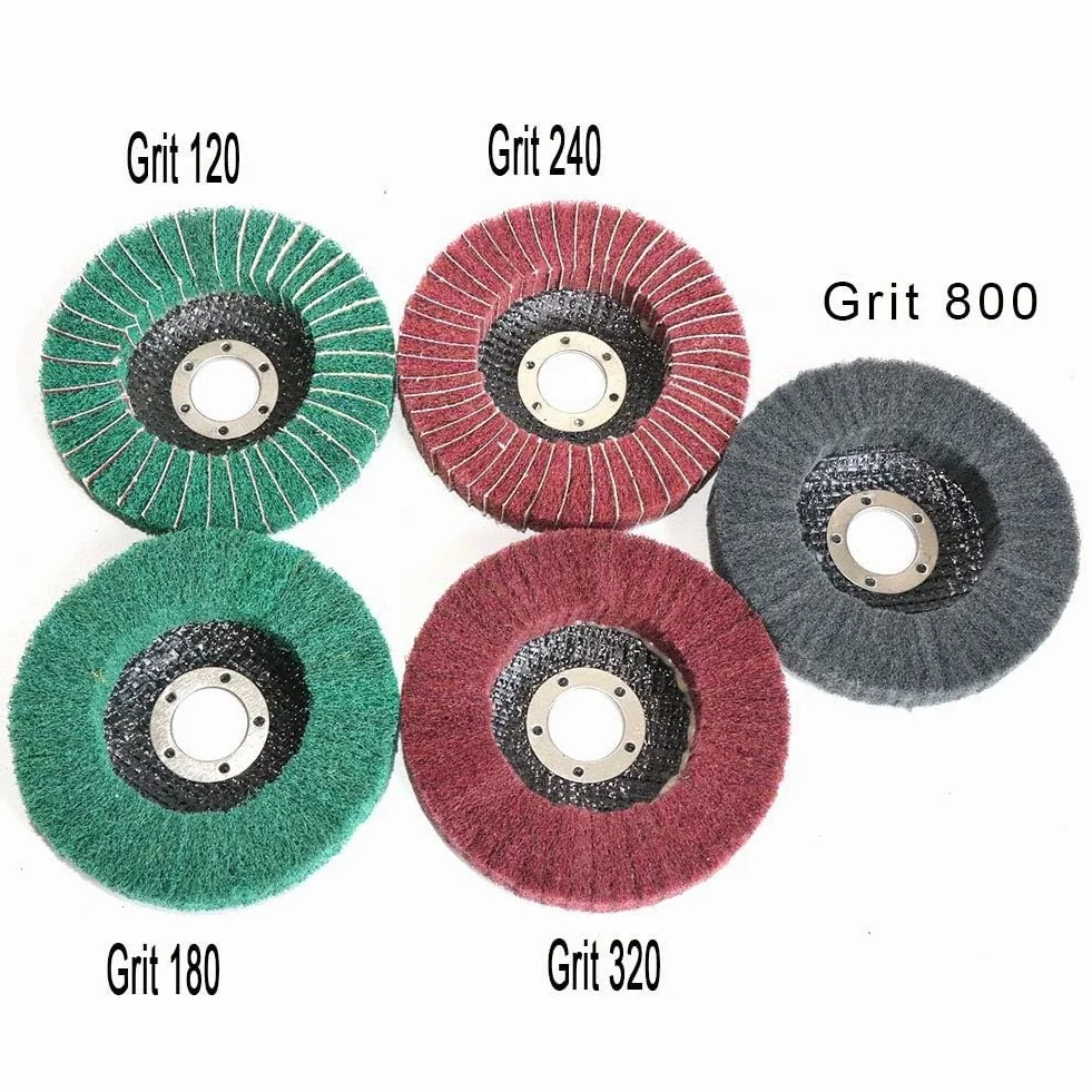 5 almohadillas de pulido de fibra de nailon de 5 pulgadas x 7/8 pulgadas, almohadilla de pulido para amoladora angular, herramientas de pulido