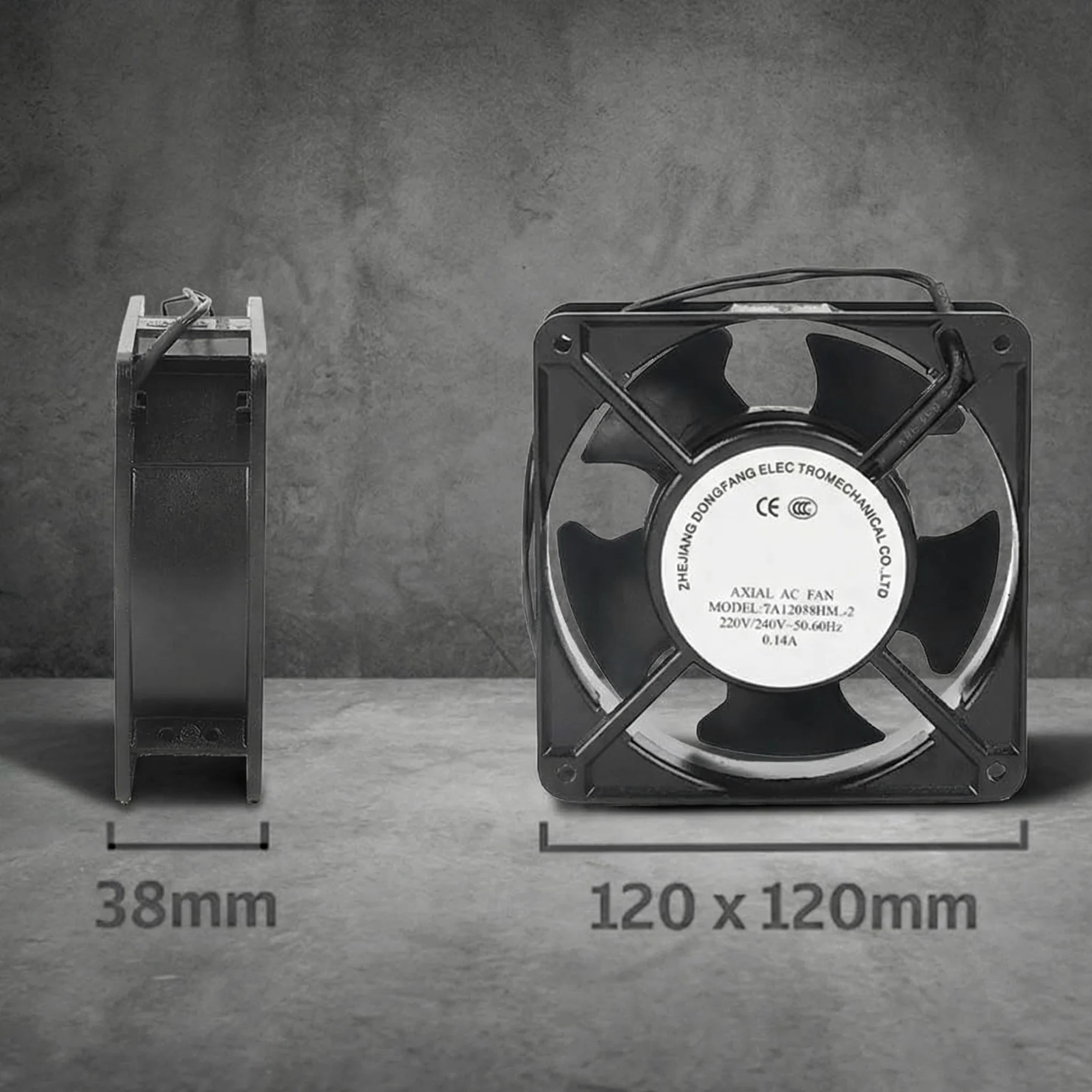 RemixAst | Ventilador para estufa de leña axial silencioso de alta temperatura | 120×120×38 mm Ventilador axial de cartucho de circulación de aire de aspas metálicas 220 V | Para chimenea insertada en