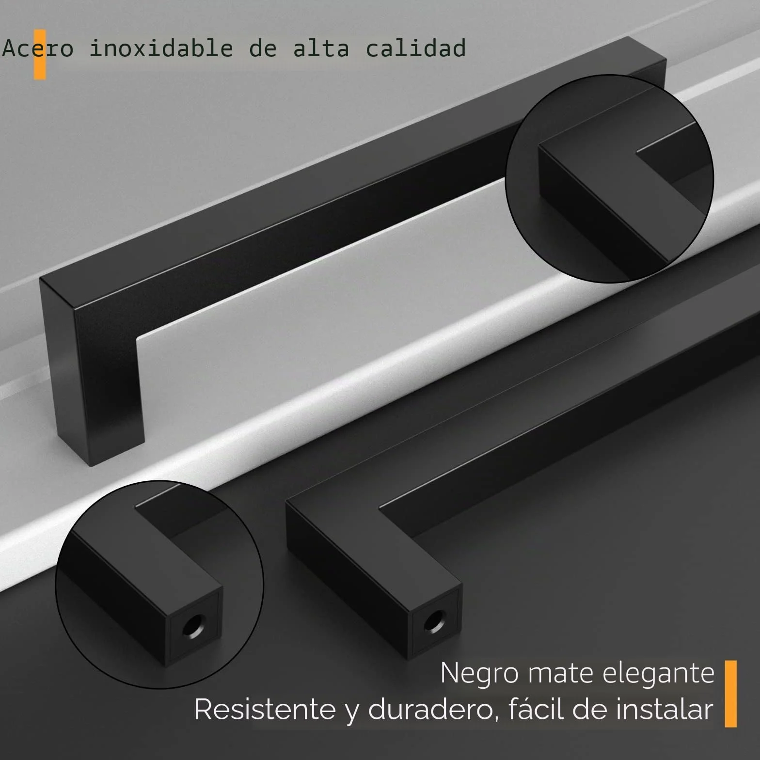Amerdeco 20 Piezas Tiradores de Cocina 96mm Negro Para Armarios y Cajones - Manillas de Acero Inoxidable Para Muebles - Tirador 6003