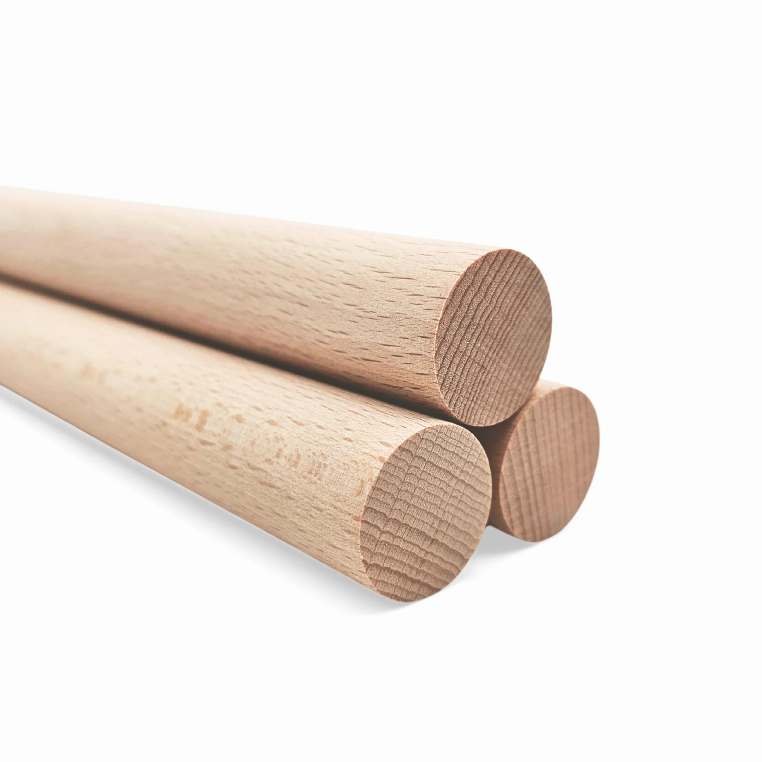 JOWE 3 varillas redondas de haya de 20 mm, longitud de 100 cm, barras de madera lisas de haya – Fabricado en Austria