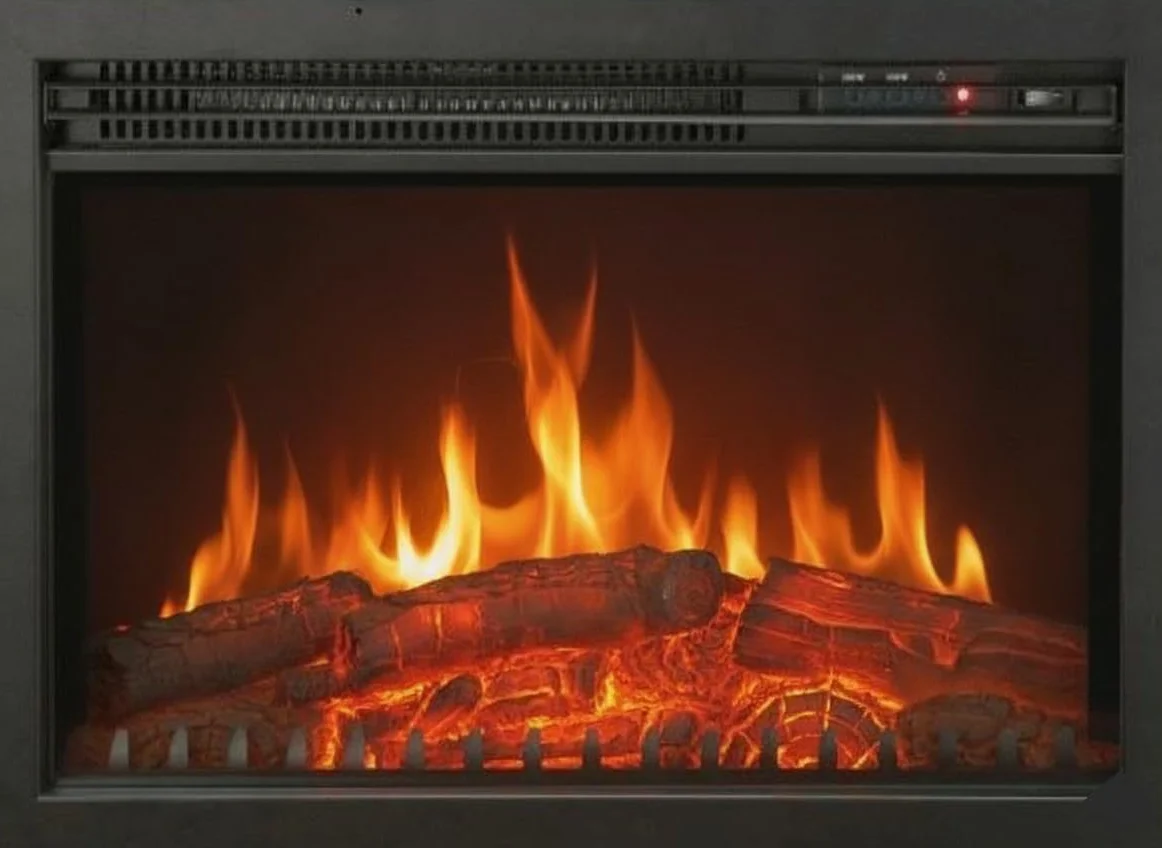 CHEMIN'ARTE Chimenea eléctrica empotrable Oxford con Efecto de Llama Leds - Chimenea eléctrica con calefacción – Inserto de Chimenea - Mando a Distancia - 61x20x45cm