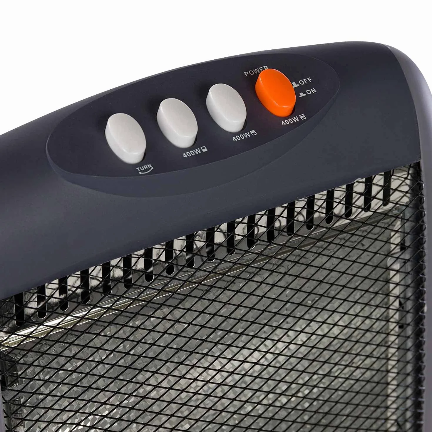 THINIA HOME - Estufa Eléctrica Halógena de Bajo Consumo, Movimiento Oscilante, Sensor de Protección Antivuelco, 3 Niveles de Potencia, 1200W, Diseño Portátil, Gris