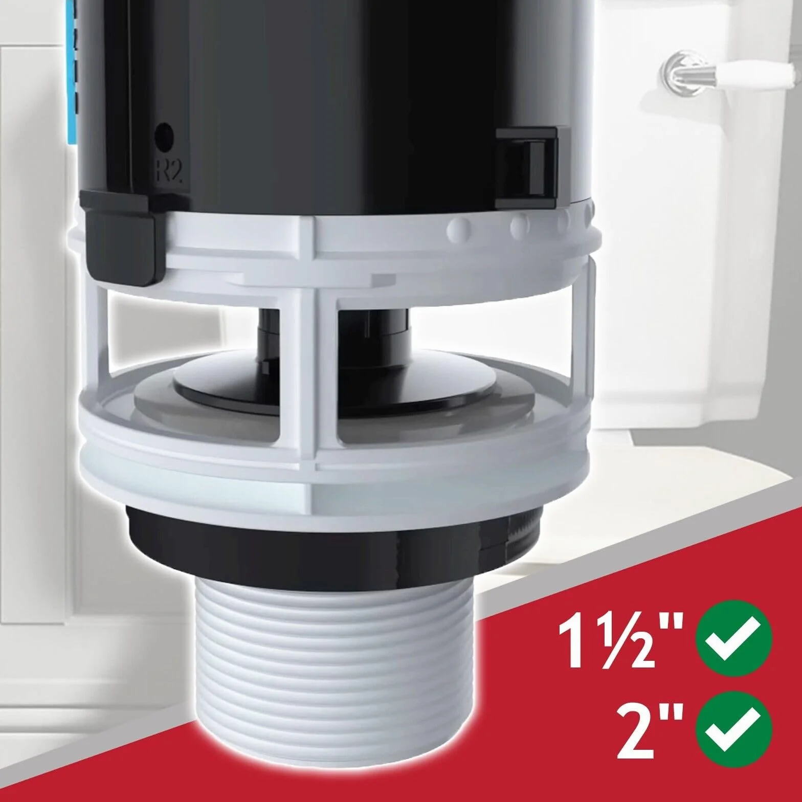 SPARES2GO Kit Botón Pulsador Para Cisterna Inodoro 1,5" 2" Válvula Doble Descarga Universal