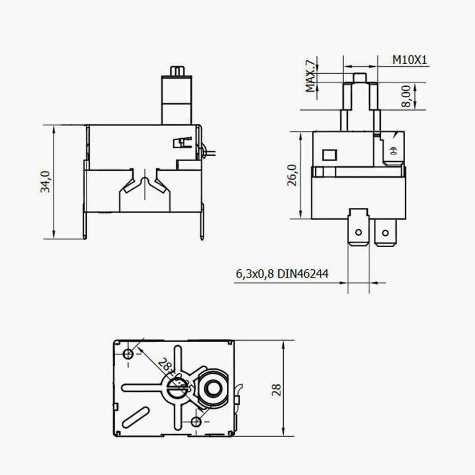 Termostato de seguridad para estufa de pellets capilar de 1,5 mt 90 110 grados rearme manual
