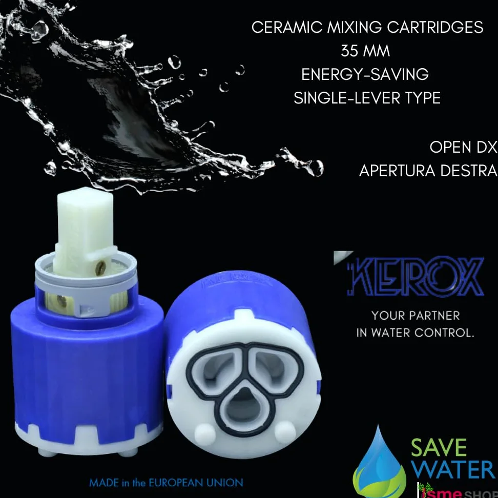 Schläfer | Cartucho de repuesto de cerámica para grifo bajo, monopalanca de 2 pies, Kerox, grifo mezclador de apertura derecha, cocina, bañera, ahorro de agua y energía