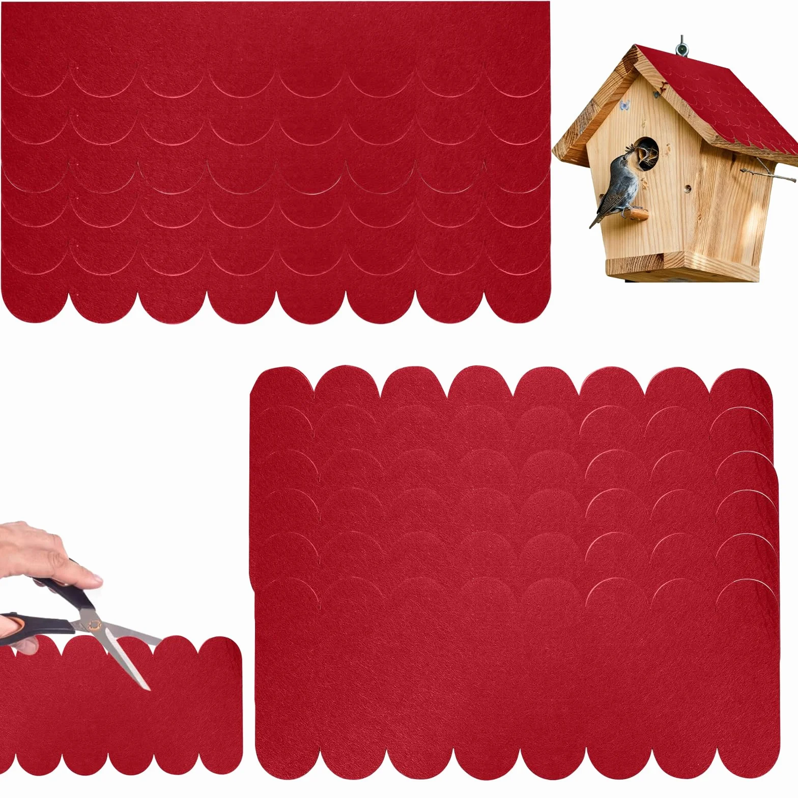20 Piezas de Tejaspanel Sandwich Tejado para Techos de Casitas de Pájaros, Nest Membrana Impermeable y Resistente Al Desgarro para Techos de Casetas de Perros y Buzones (rojo)