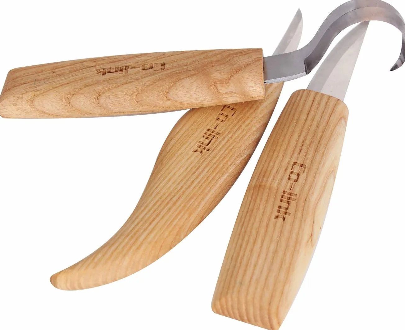 Cuchillo de Gancho de Talla de Madera para Tallar Cucharas, Tazones y Tazas, Herramientas de Tallado con Compuesto de Pulido de Cuero